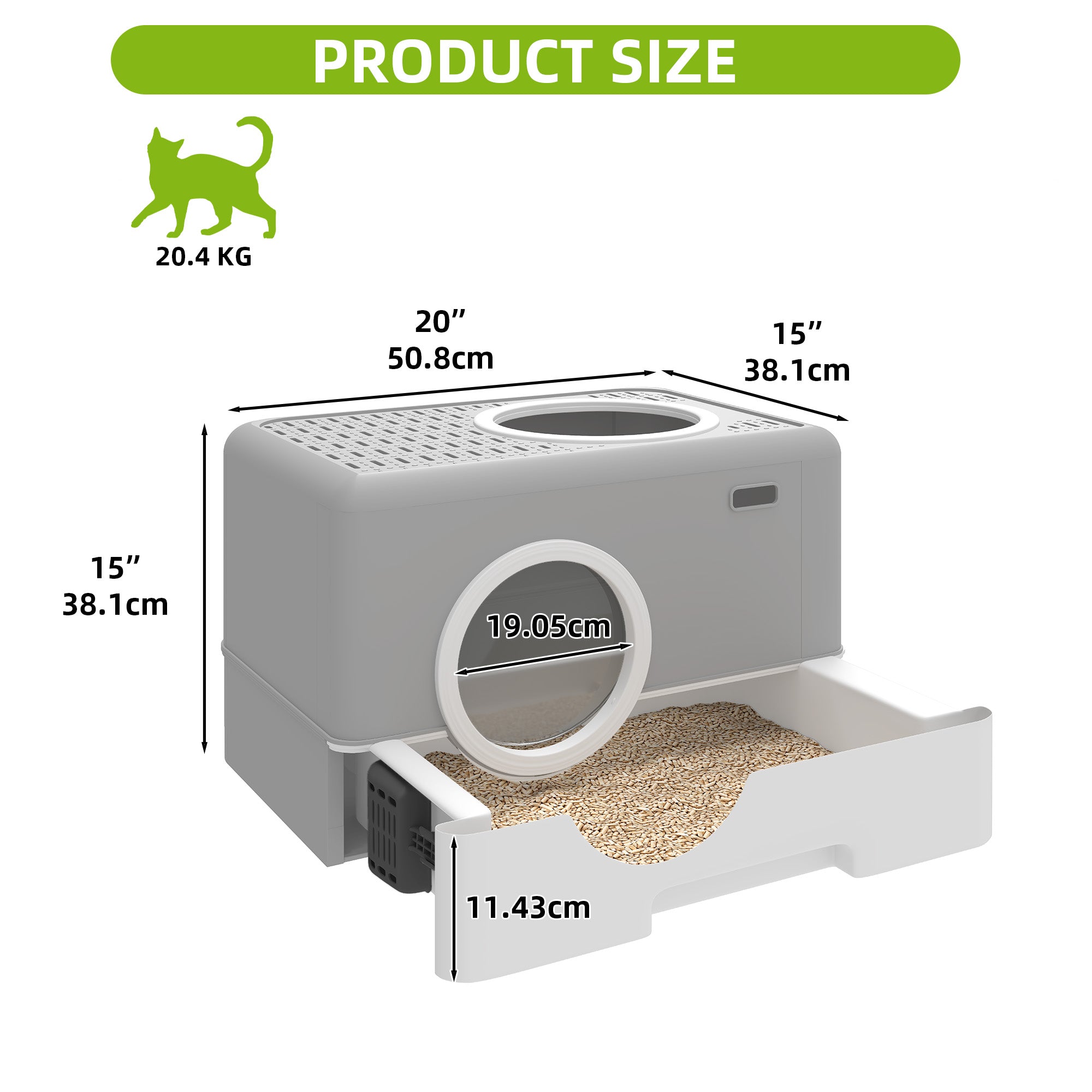 Cat Litter Box,Odorless Anti-Splashing,Drawer Desi ,Front Entry Top Exit Packaging status original