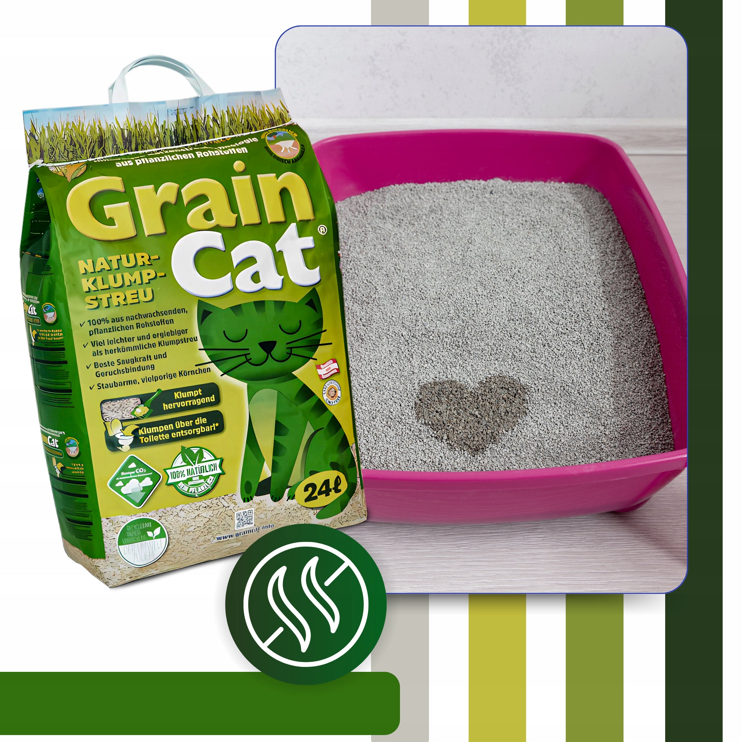 Cat Litter CLUMPING ECOLOGICAL 24l Cereal BIODEGRADABLE for WC Trade name Naturalny żwirek dla kotów