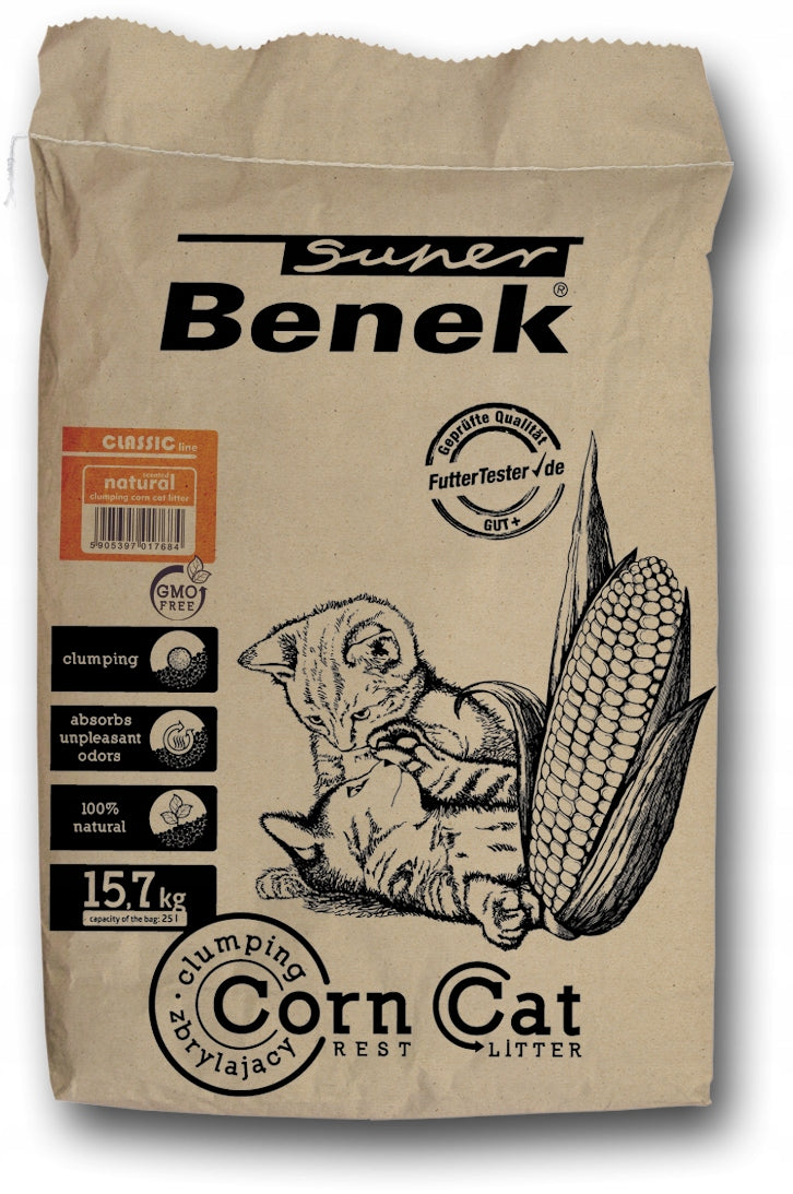 Cat Litter SUPER BENEK Corn Cat Classic Natural 25 L