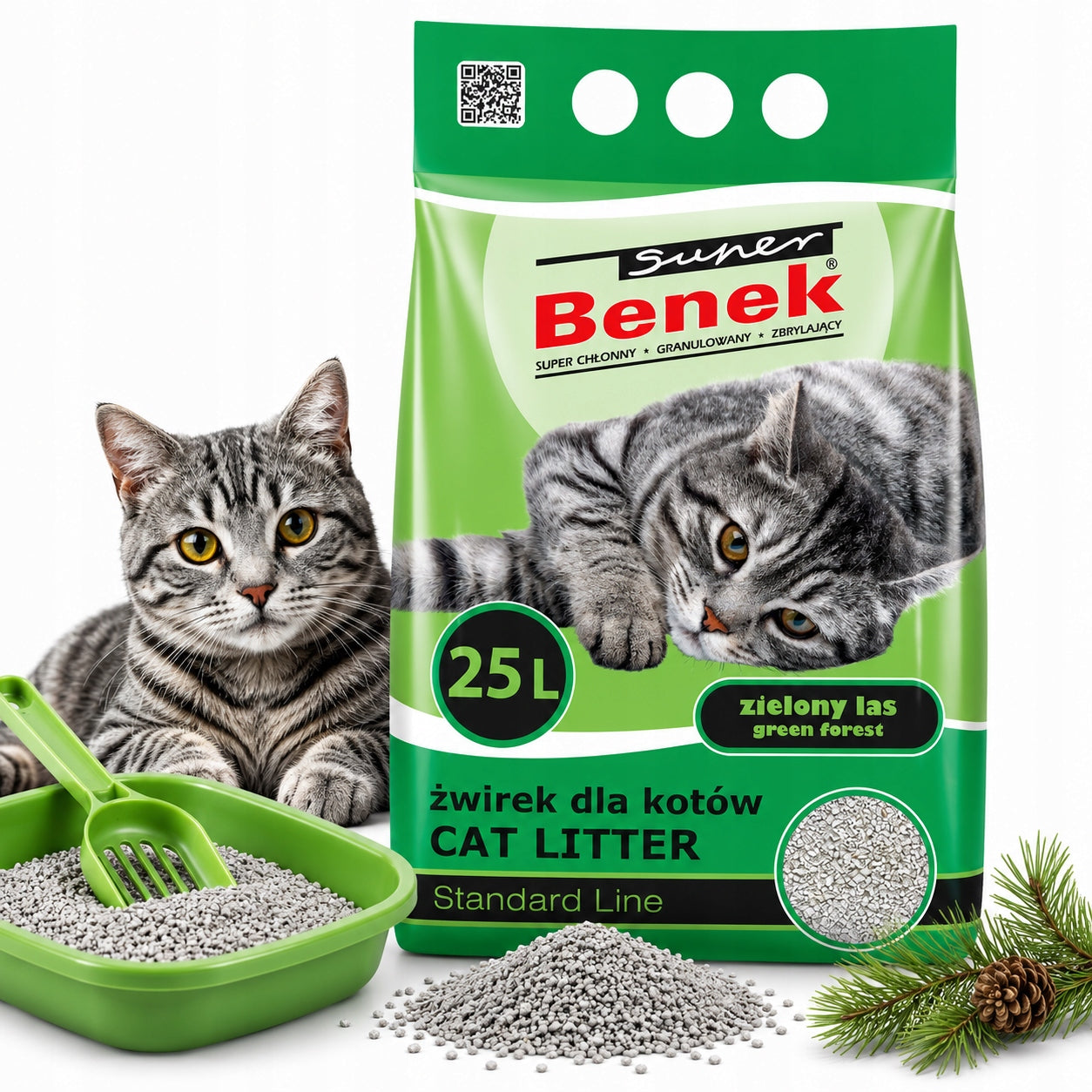 Cat Litter Super Benek Green Forest 25L Bentonite Clumping