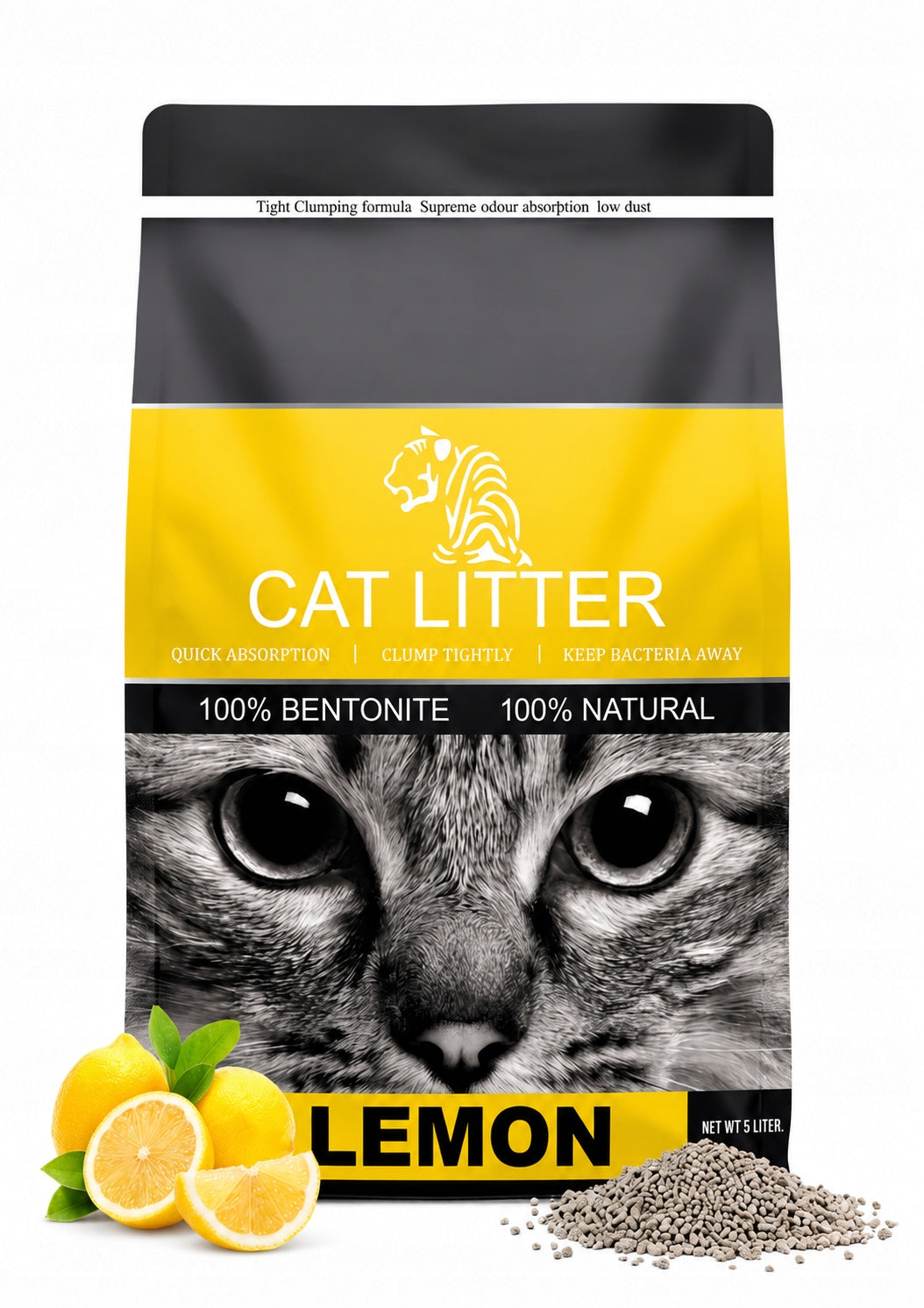 Cat Litter Tiger Pet Bentonite Lemon 25 l Citrus
