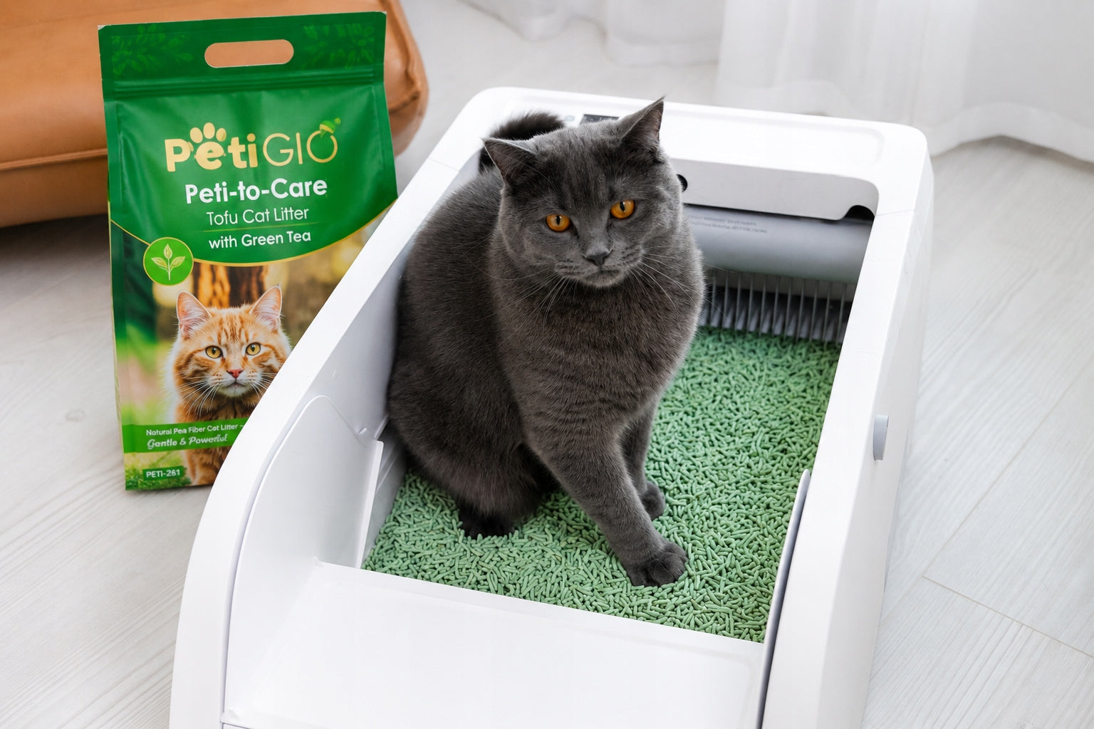 Cat Litter Tofu Green Tea Clumping Fine Biodegradable Trade name Peti-to-Care