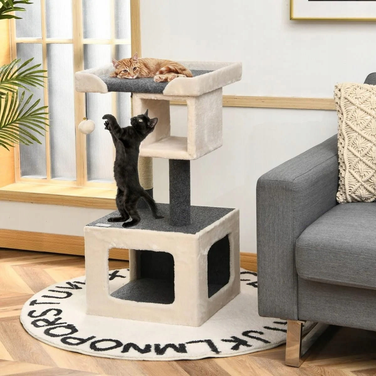 Cat Scratcher 2-Tier Tower Cat House Bed 42 x 42 x 80 cm Kind scratching tower
