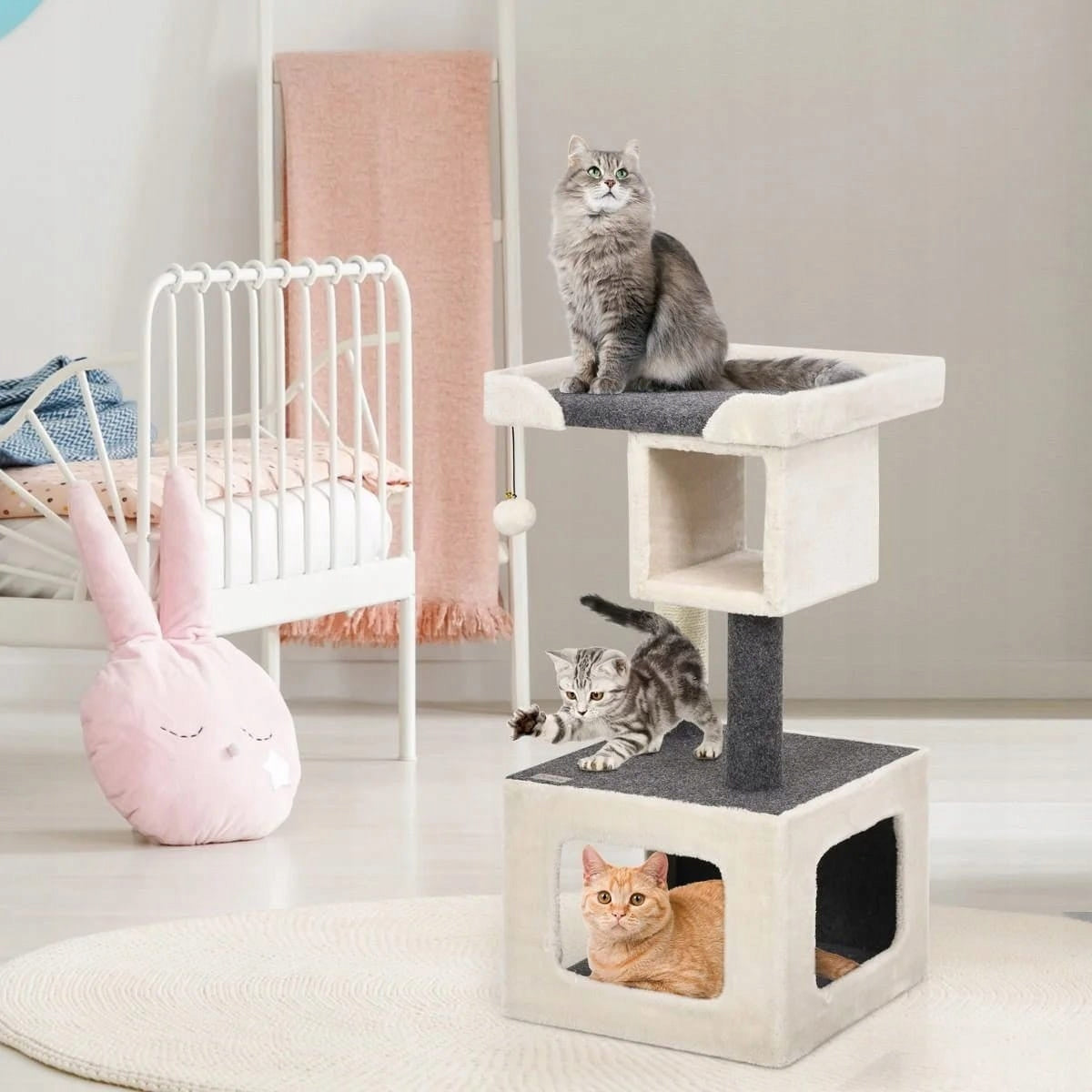 Cat Scratcher 2-Tier Tower Cat House Bed 42 x 42 x 80 cm Manufacturer code PS7433WH