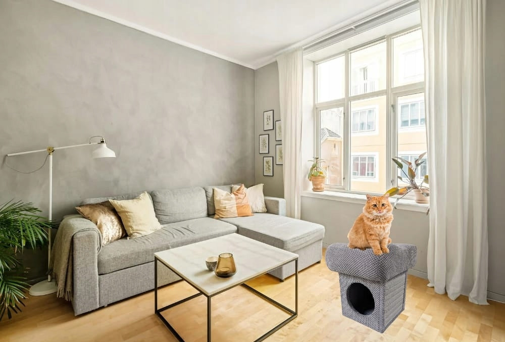 Cat Scratcher 3in1 Makspol Cottage Pouf Storage Seat Mat! Grey Brand Makspol
