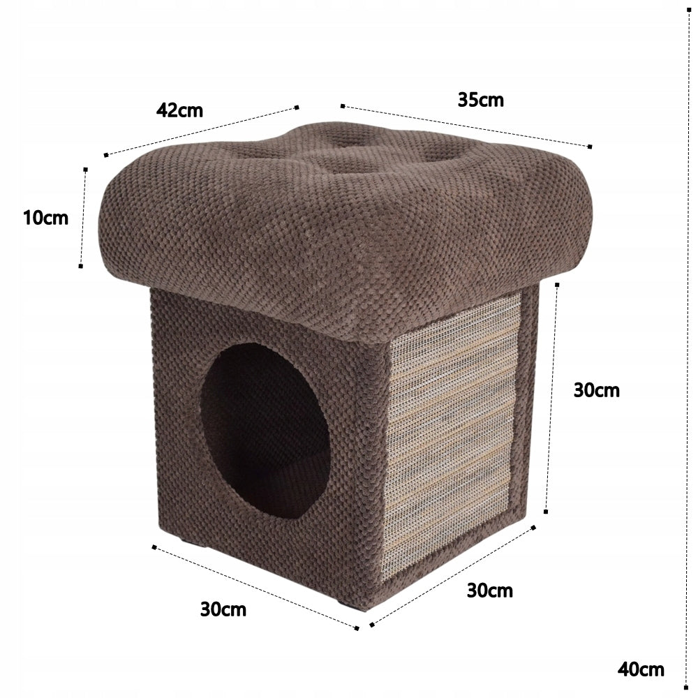 Cat Scratcher 3in1 Makspol Cottage Pouf Storage Seat Mat! Grey Kind small scratching post scratching post