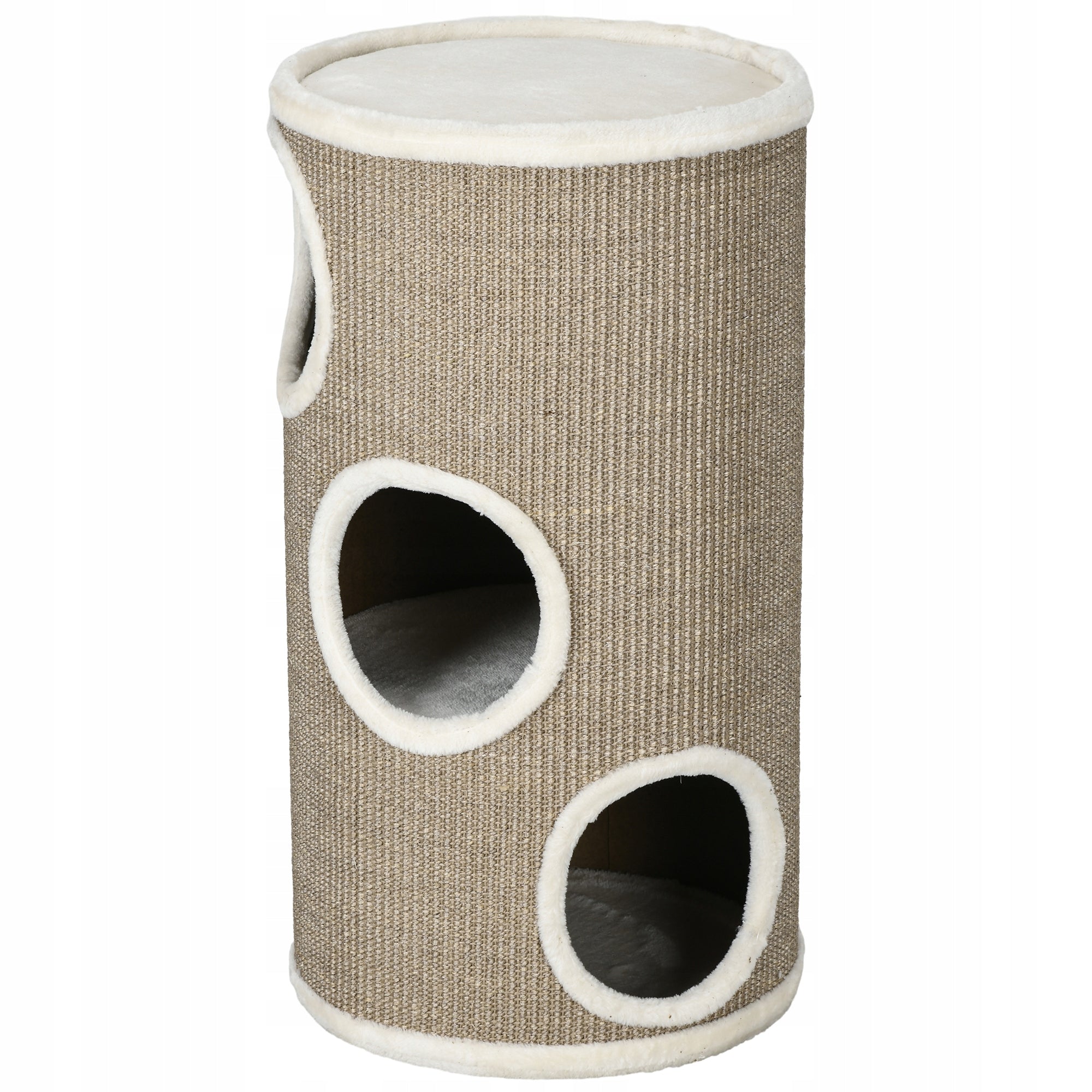 Cat Scratcher 80cm Post Tuba Tower Bed 3 Hideouts Caves Beige Manufacturer code PawHut