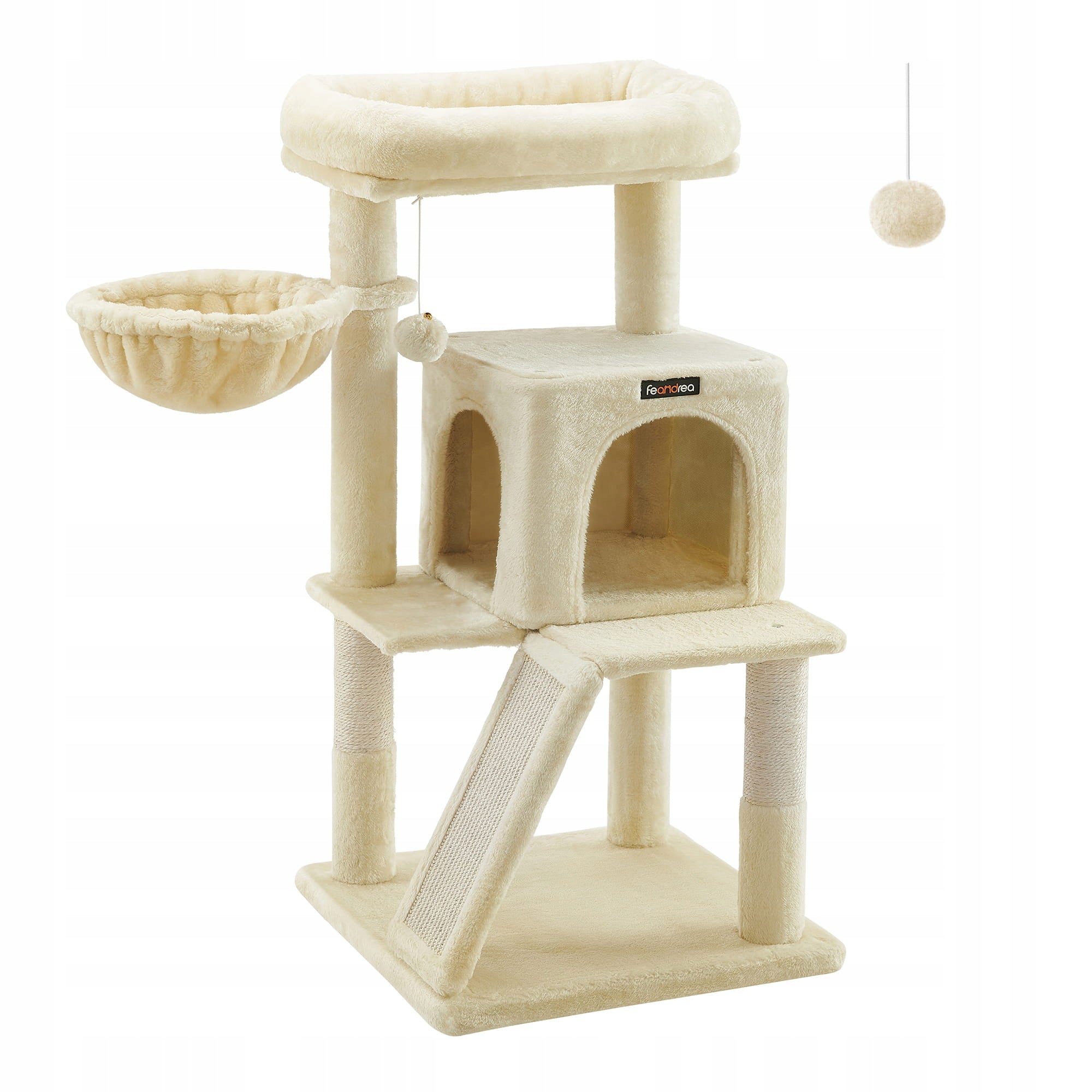 Cat Scratcher 96 cm Beige Bed Cottage Tower Sizal 2 Levels
