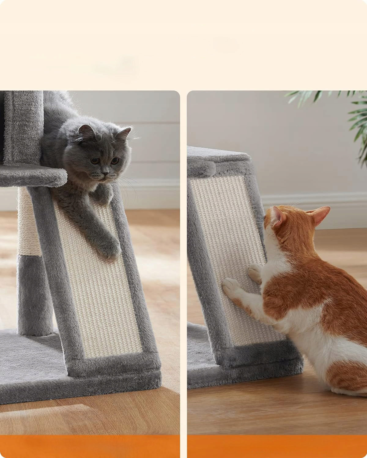 Cat Scratcher 96 cm Cottage Bed Light Grey Tower with Platform Rampa Height (cm) 61 - 100 cm