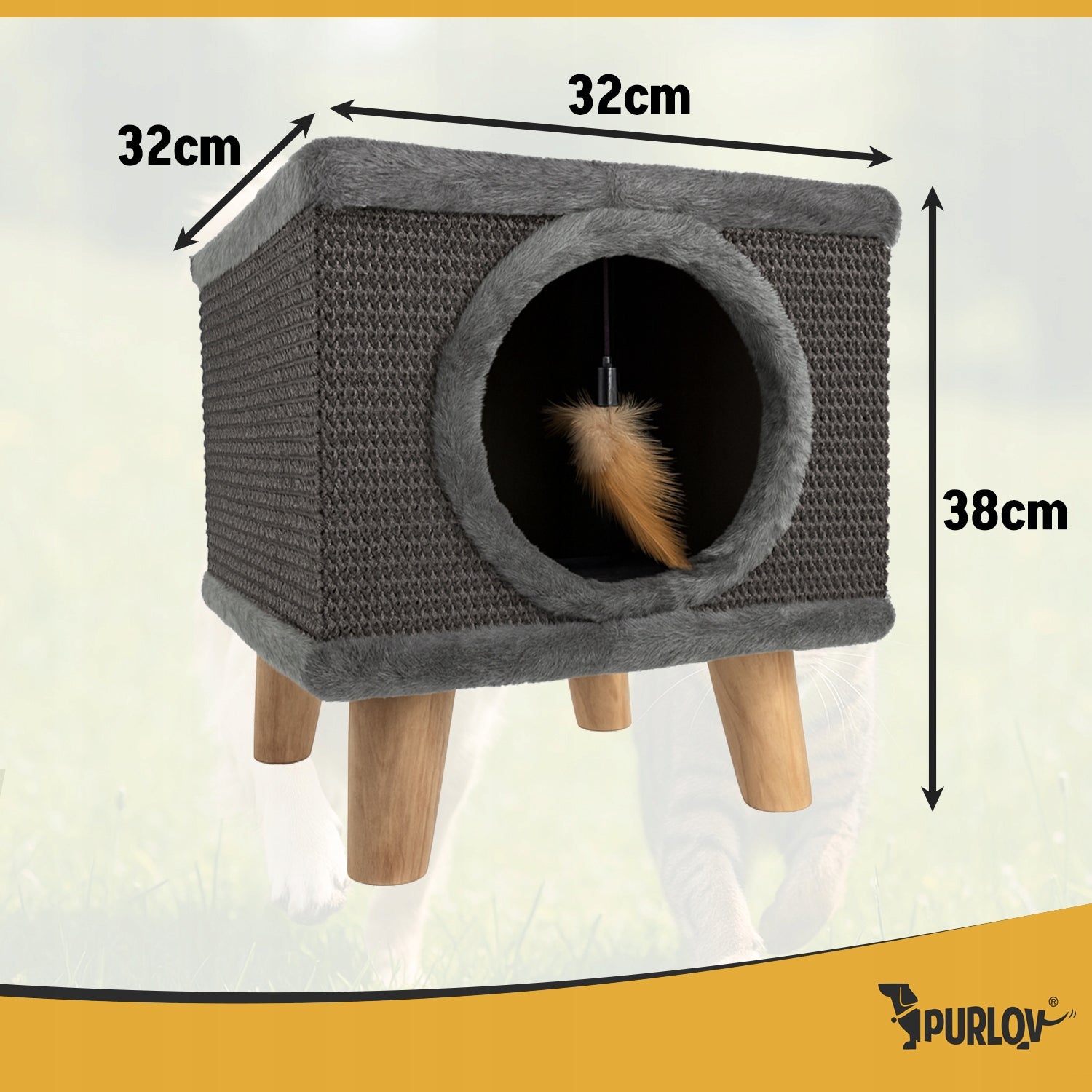 Cat Scratcher Bed Cat House Booth + Hanging Toy 2 Levels Packaging status original