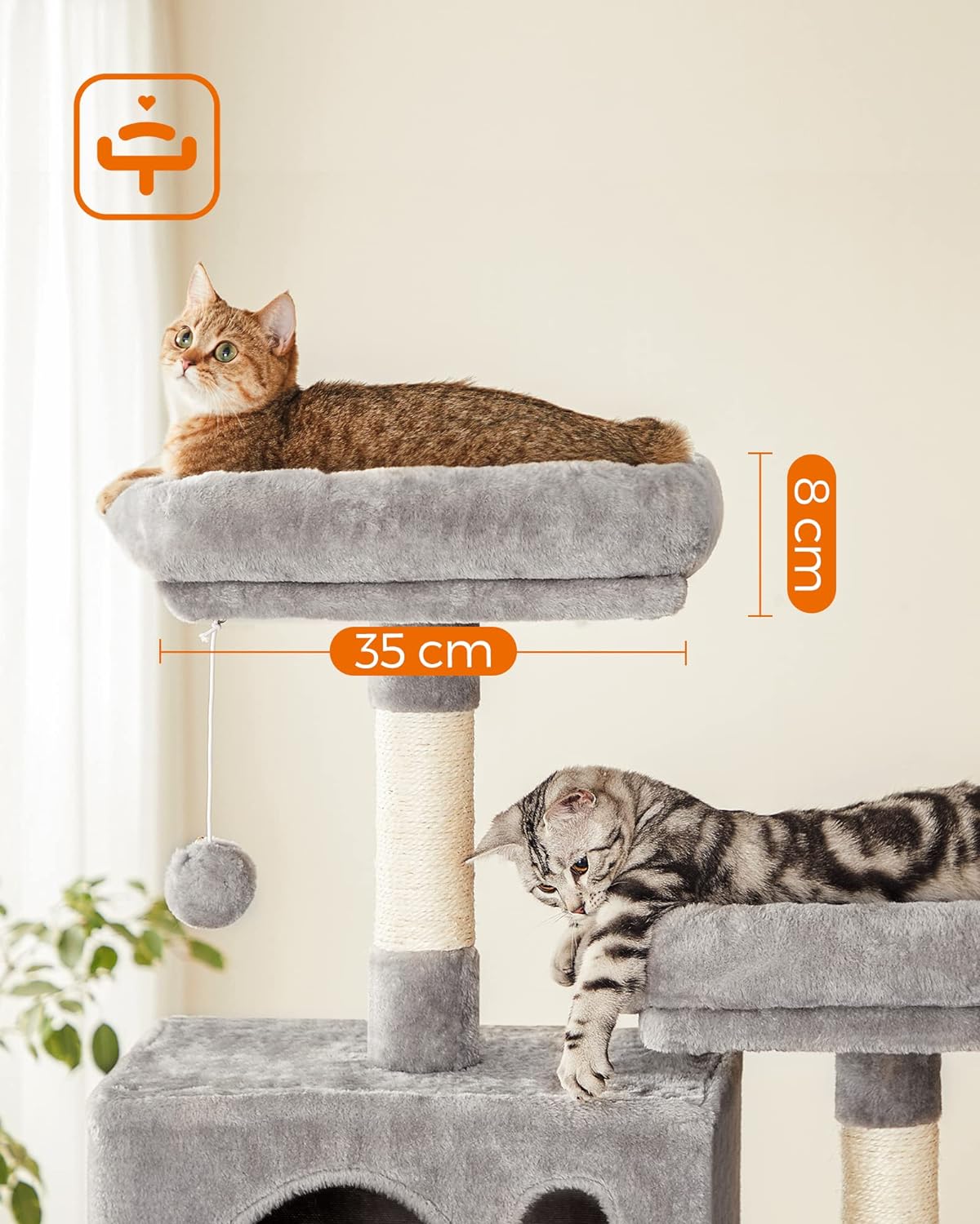 Cat Scratcher Bed Cottage Post with Toys Color gray