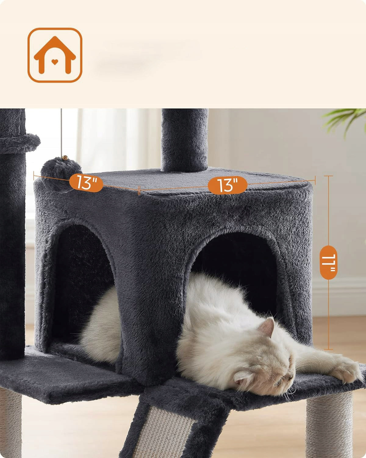 Cat Scratcher Bed Cottage Post with Toys Rope Sizal 3 Levels Height (cm) other