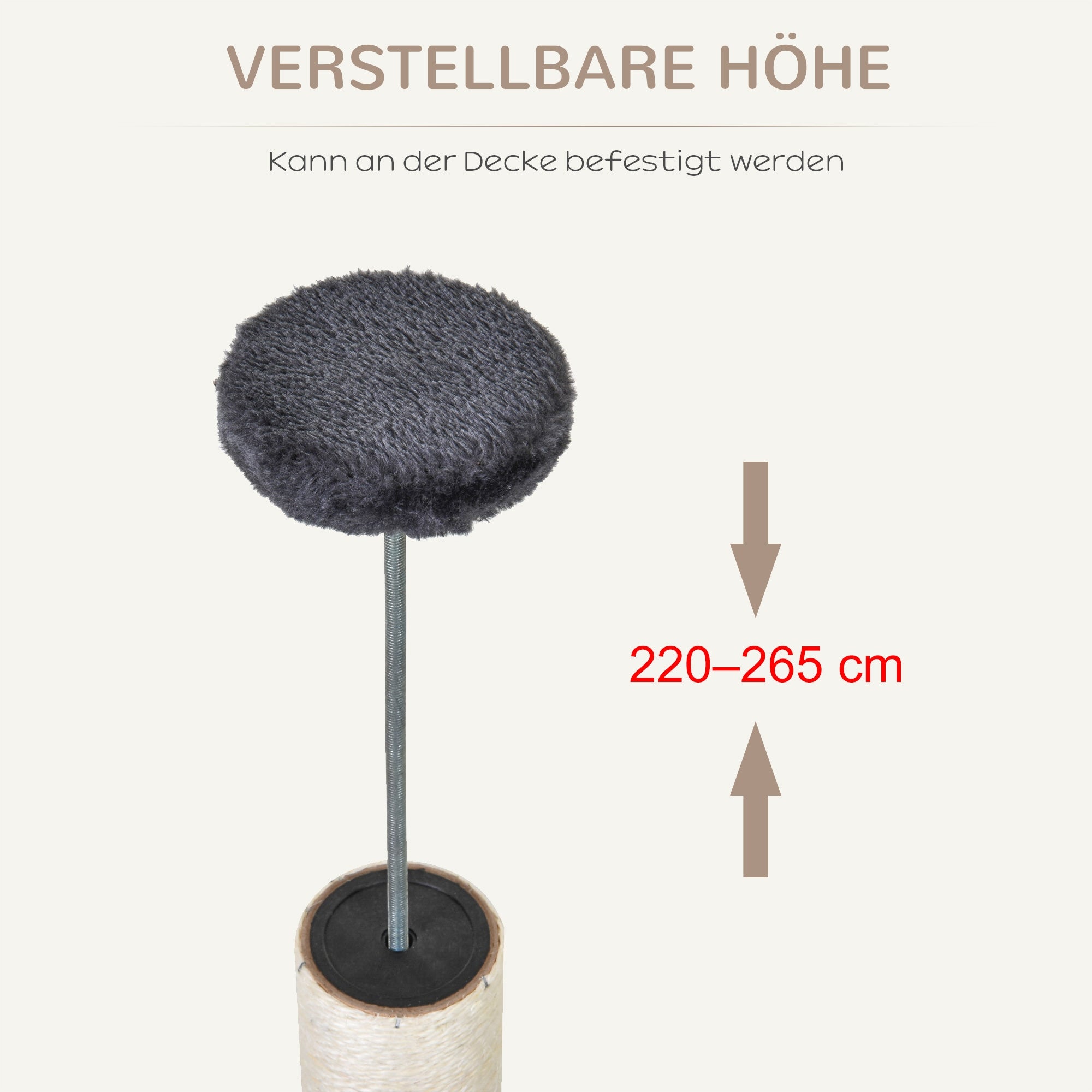 Cat Scratcher Large High Adjustable Ceiling Post Tower 240-260 cm Height (cm) higher than 220 cm