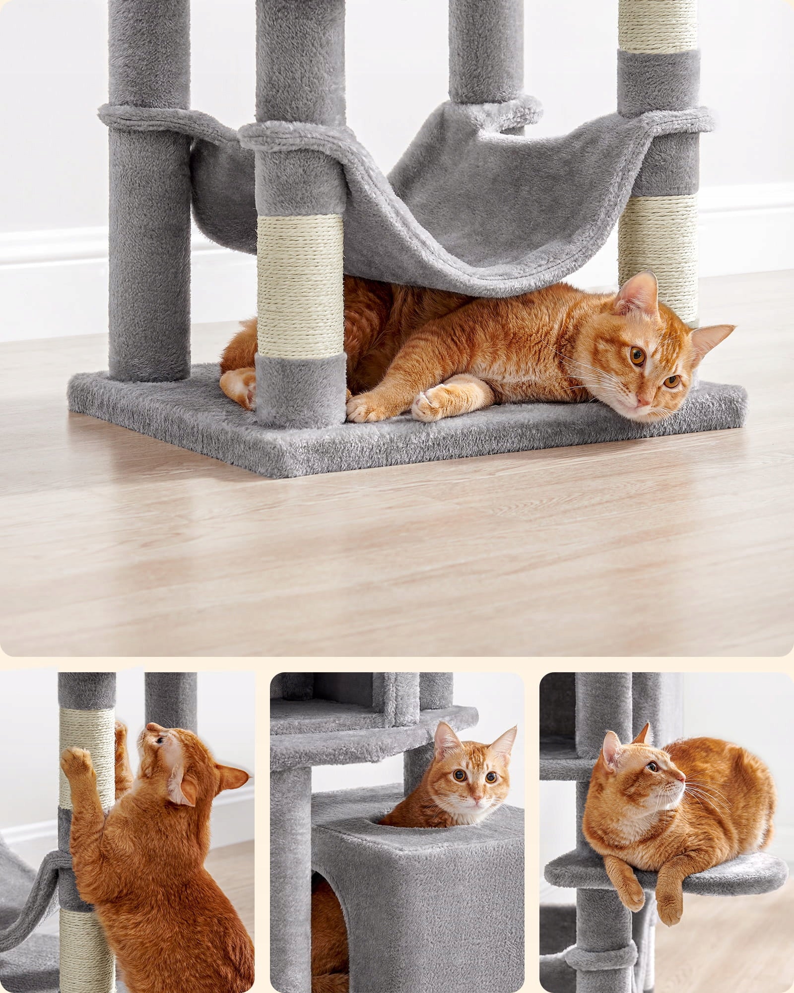 Cat Scratcher Multi-Level Platform Bed Light Grey Kind tall scratching post