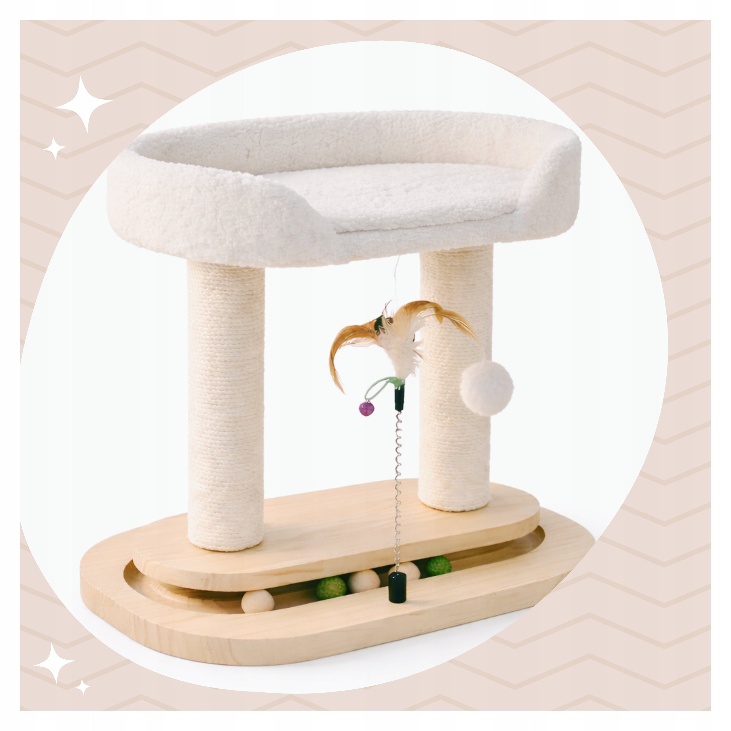 Cat Scratcher Tower Fishing Rod Post Bed Toy Ball ST-6 Manufacturer code Drapak Dla Kota Zabawka Piłka Legowisko