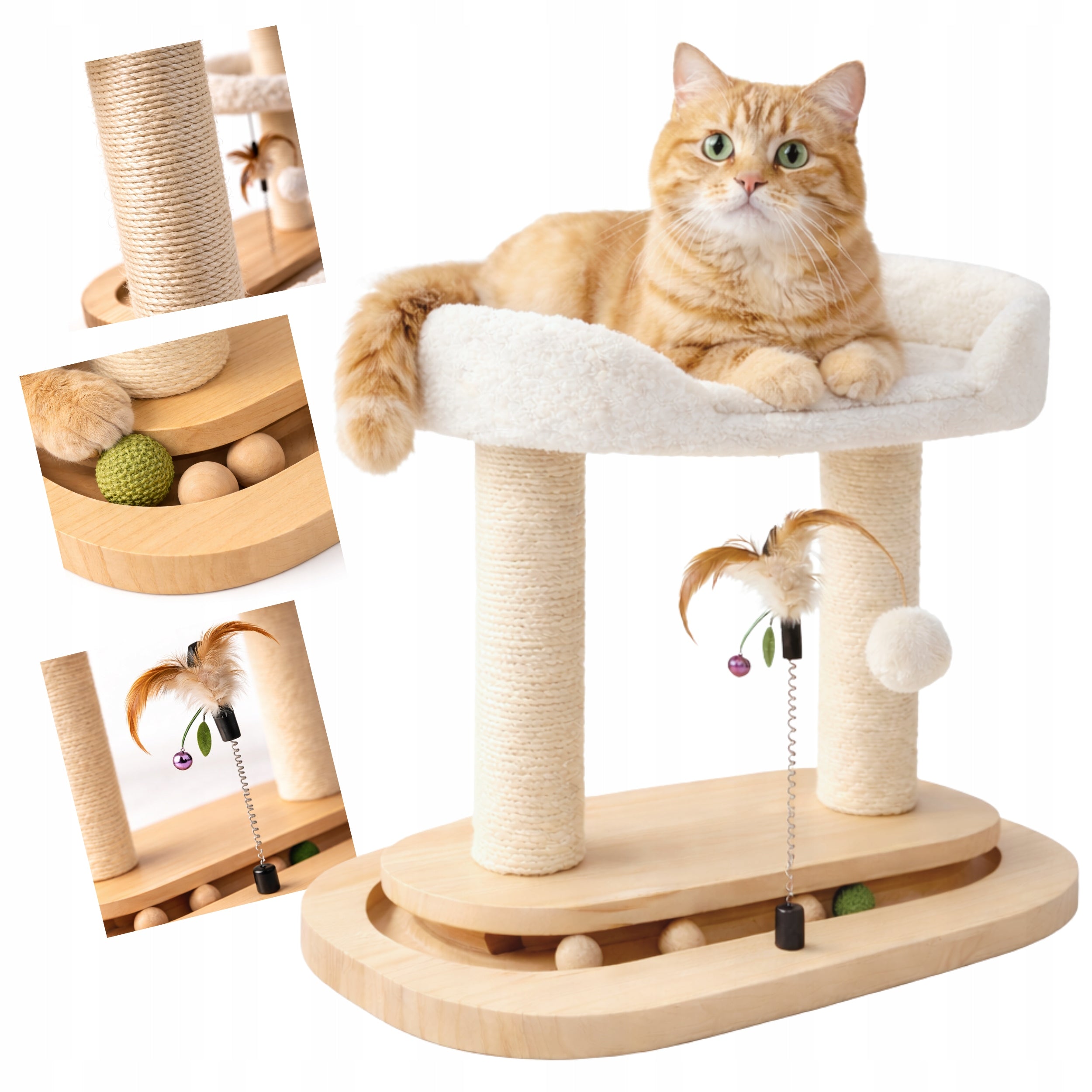 Cat Scratcher Tower Fishing Rod Post Bed Toy Ball ST-6 Packaging status original