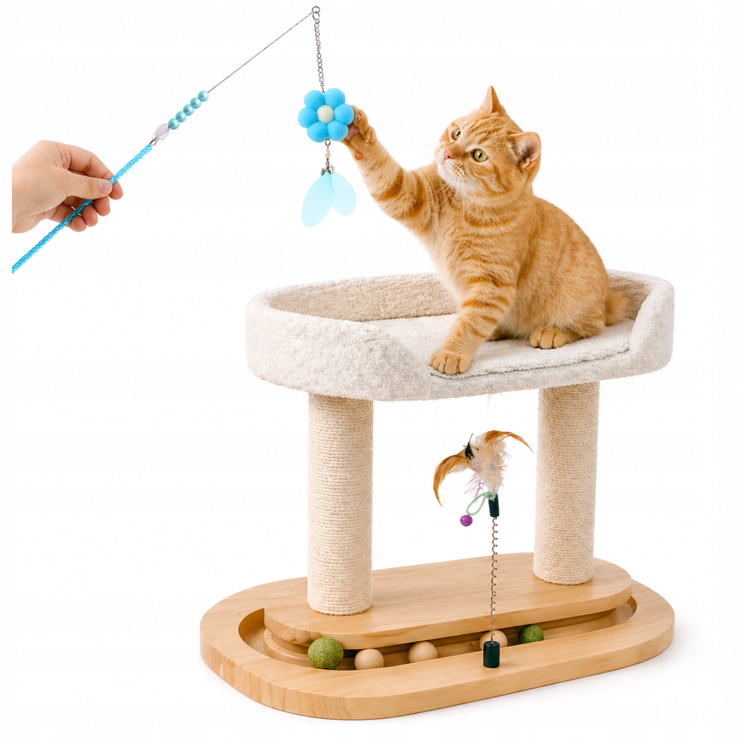 Cat Scratcher Tower Fishing Rod Post Bed Toy Ball ST-6
