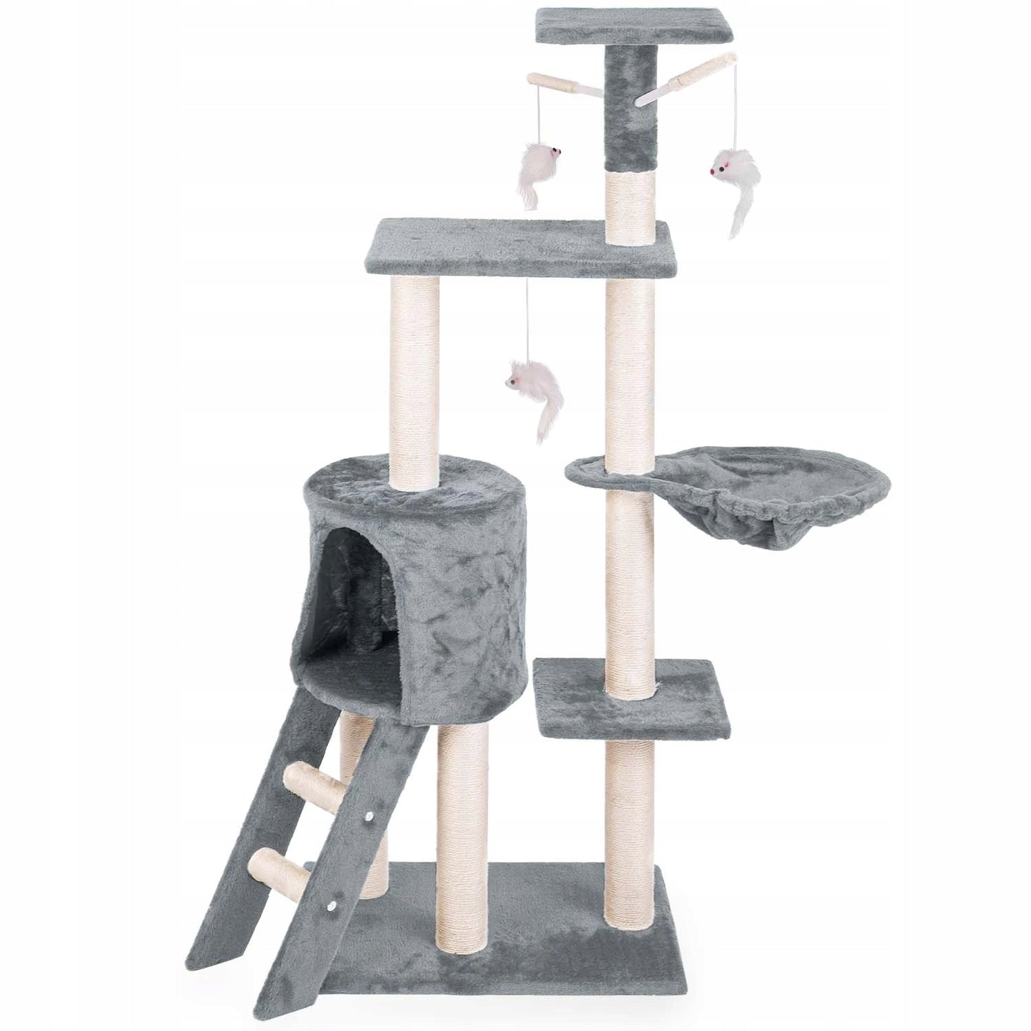 Cat Scratcher with Hammock, Booth and Toys – Multi-Level Playground Length 65 cm