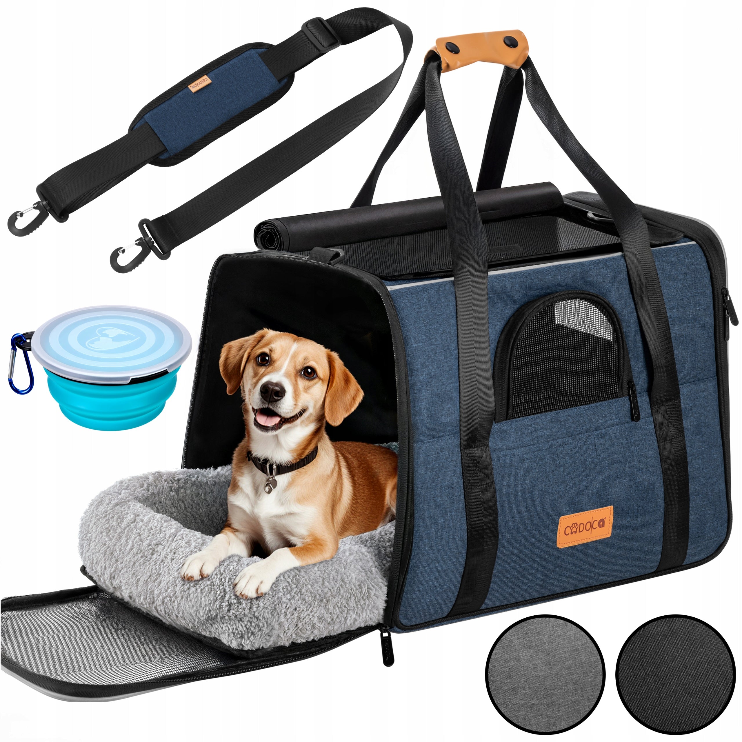 Cat Transporter Dog Rabbit Car Bag Folding Bowl Blue Product width 34 cm