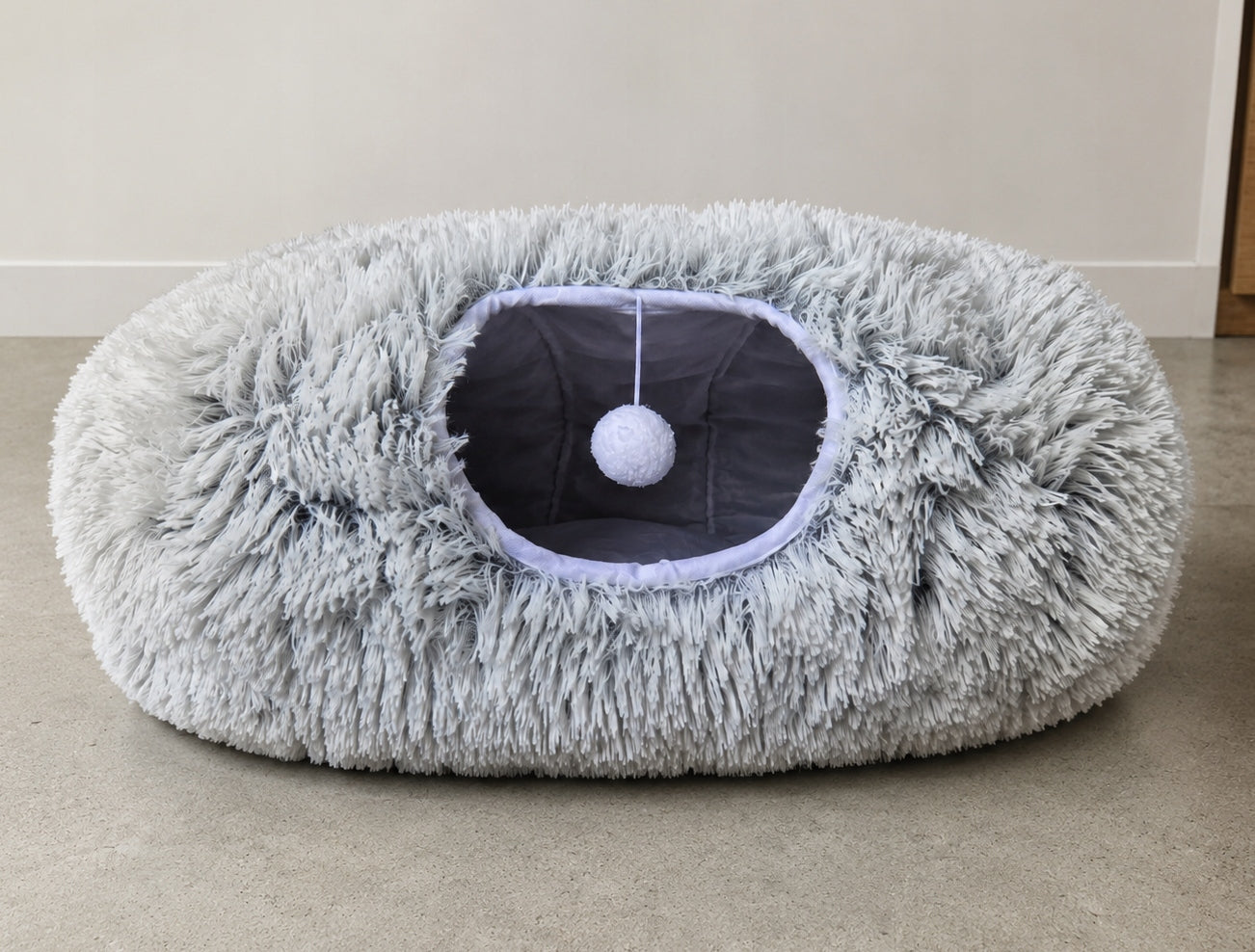 Cat Tunnel Bed – Donut Pillow Grey Booth 80 x 80 x 30 (I058) Length 80 cm