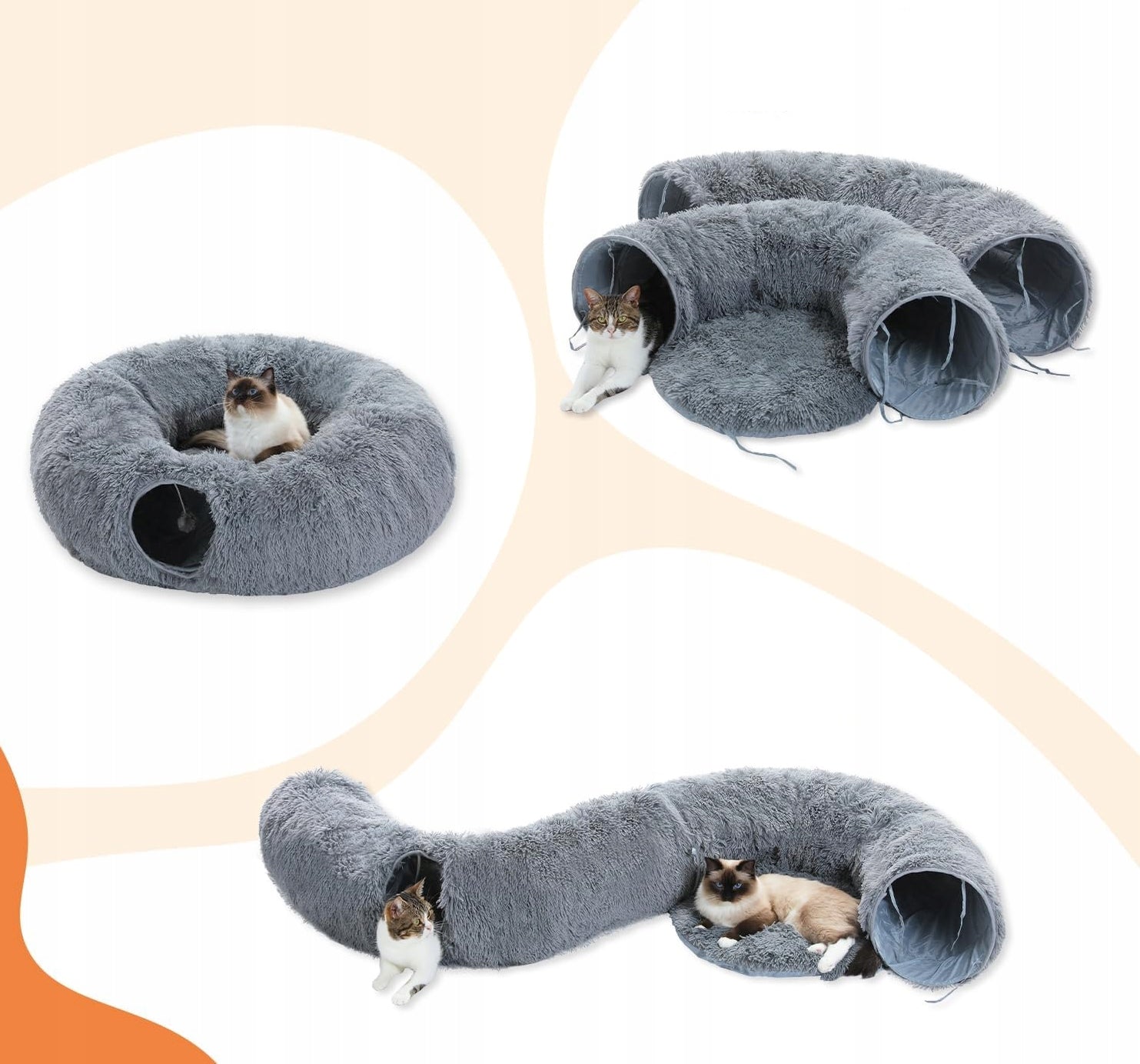 Cat Tunnel Bed – Donut Pillow Grey Booth 80 x 80 x 30 (I058) Manufacturer code I058