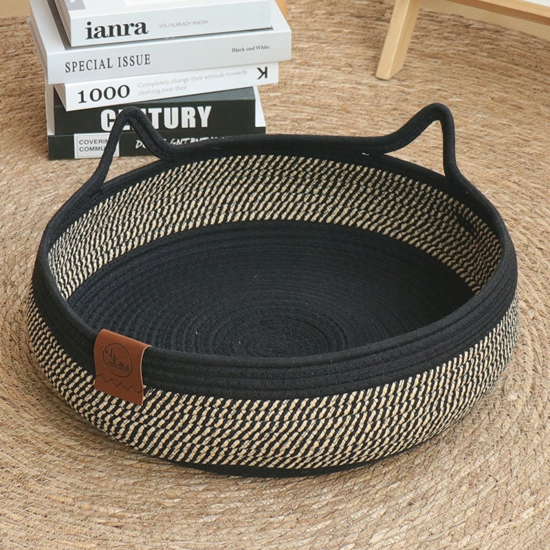 Cat and small dog bed – 2in1: summer and winter, hand-woven! Product width 40 cm