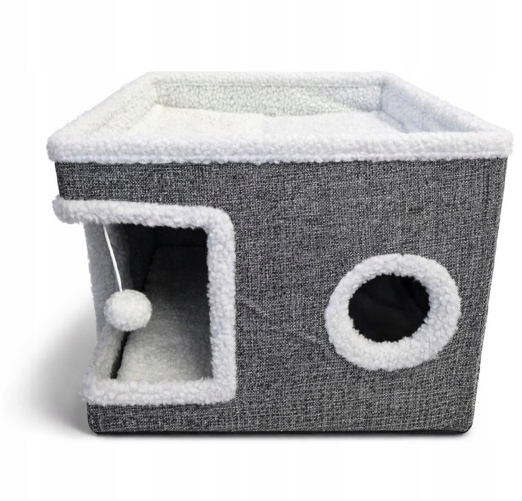 Cat bed 2in1 house scratching post with mat and toy 42x42x35cm (I700) Brand K&M