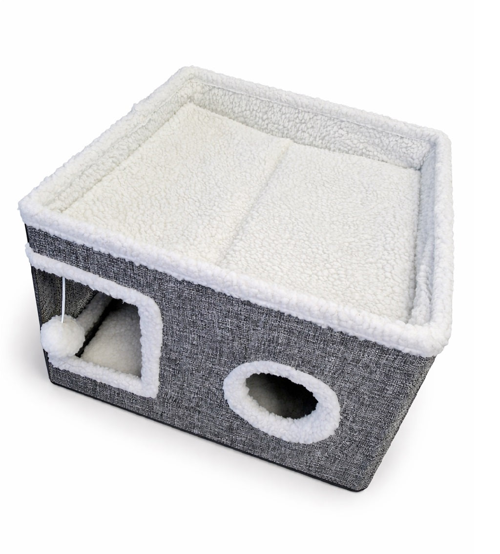 Cat bed 2in1 house scratching post with mat and toy 42x42x35cm (I700) Product width 42 cm