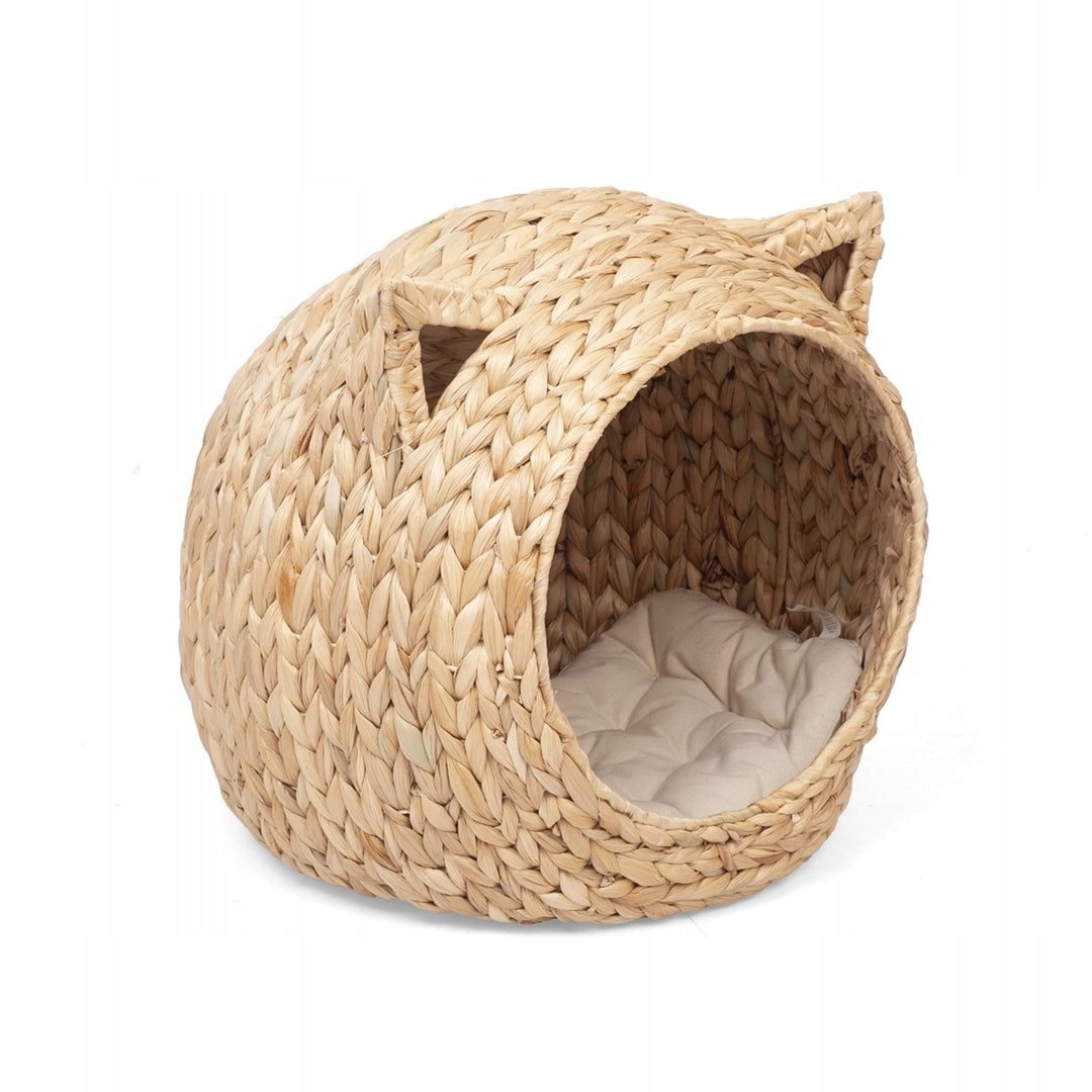 Cat bed basket braided 43x39x40 cm water hyacinth with bedding Brand no brand