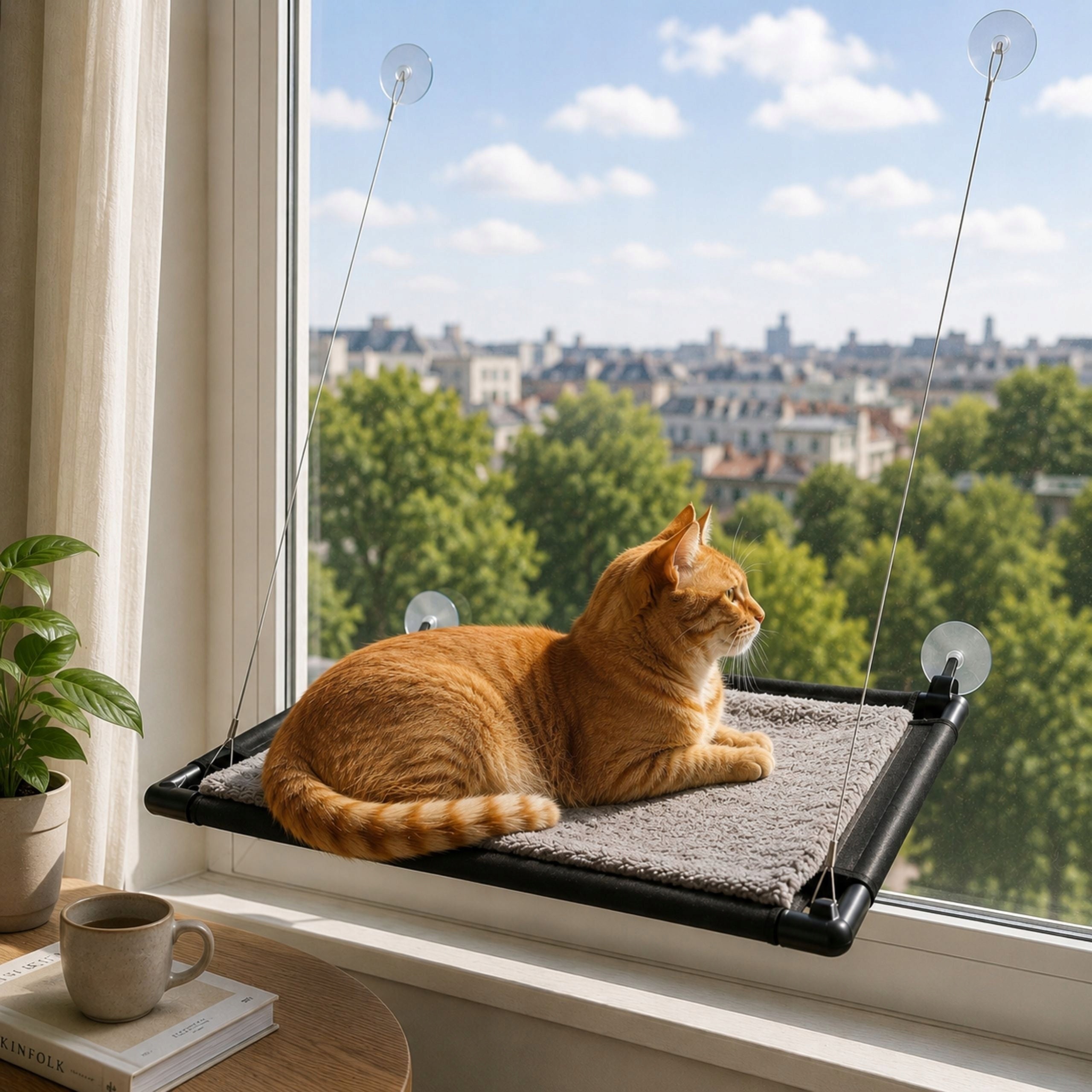 Cat bed on suction cups 66,5x41 cm hanging on the window soft Brand no brand