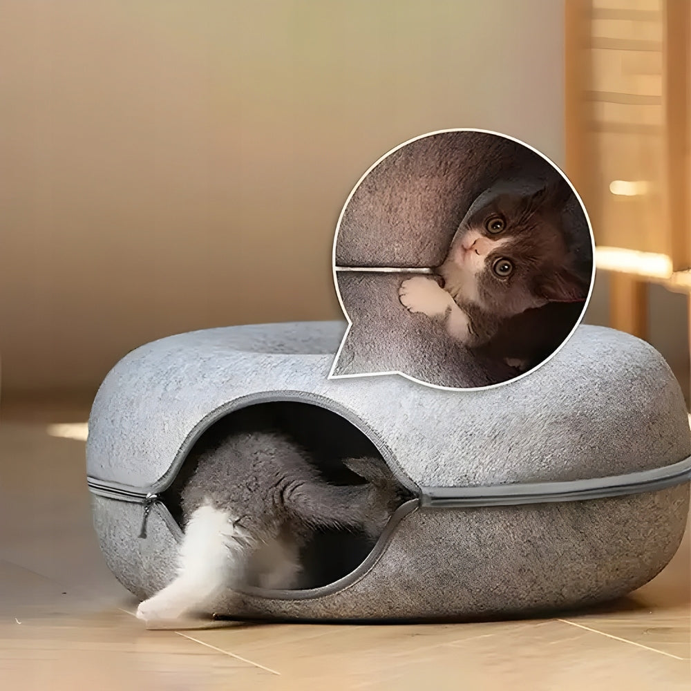 Cat bed tunnel donut cottage bedding toy scratching post large 60cm felt Kind bed