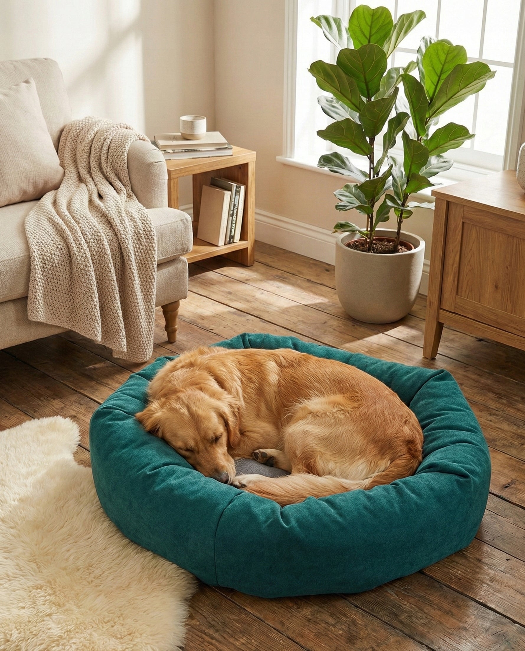Cat dog bed large 50x50 cm multicolor with pillow Color multicolor