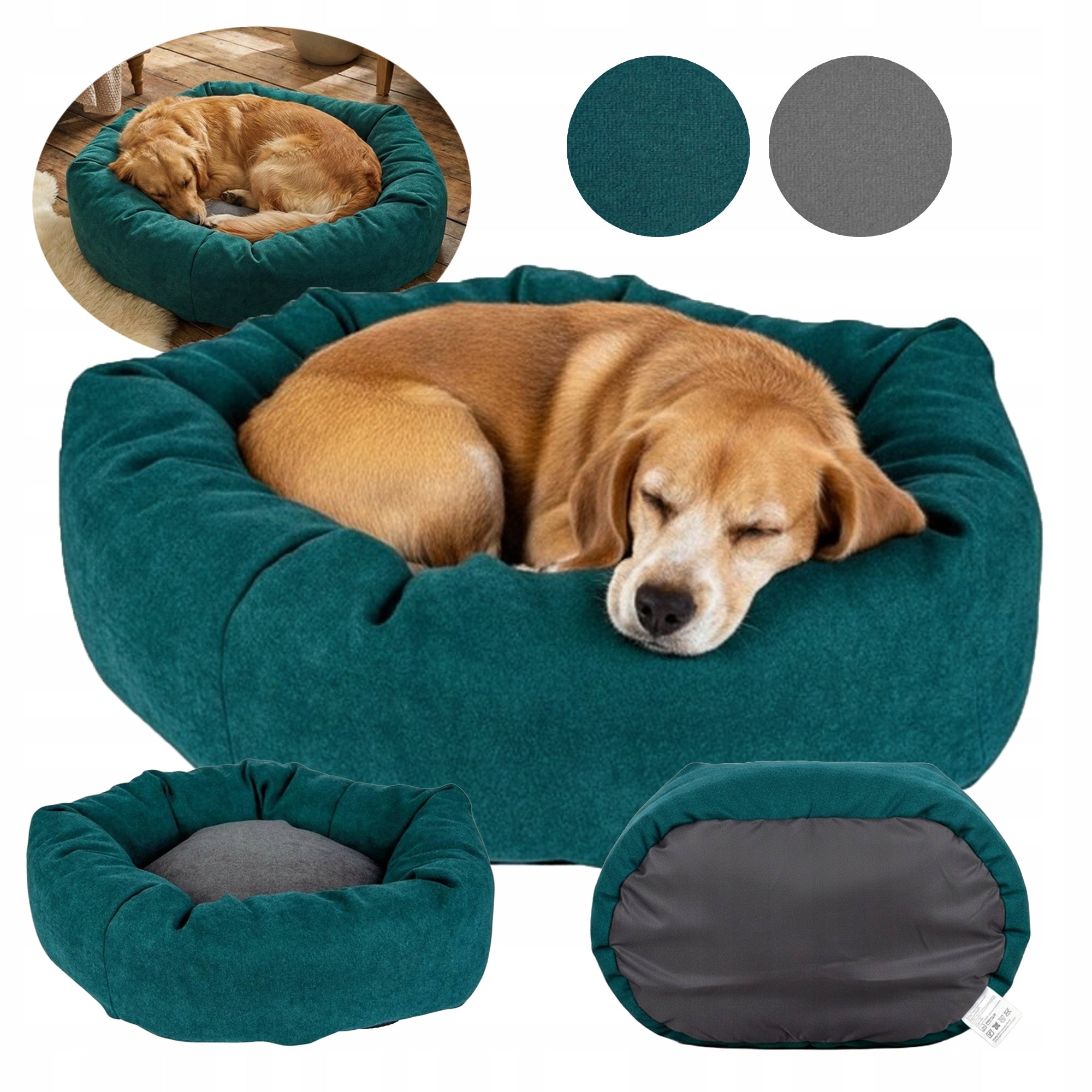 Cat dog bed large 50x50 cm multicolor with pillow