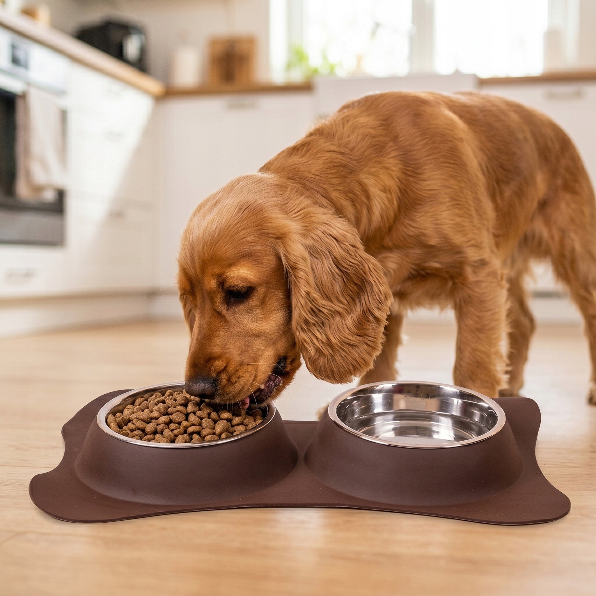 Cat dog bowls Happet 2x12 cm 0,2 l set steel brown food Brand Happet