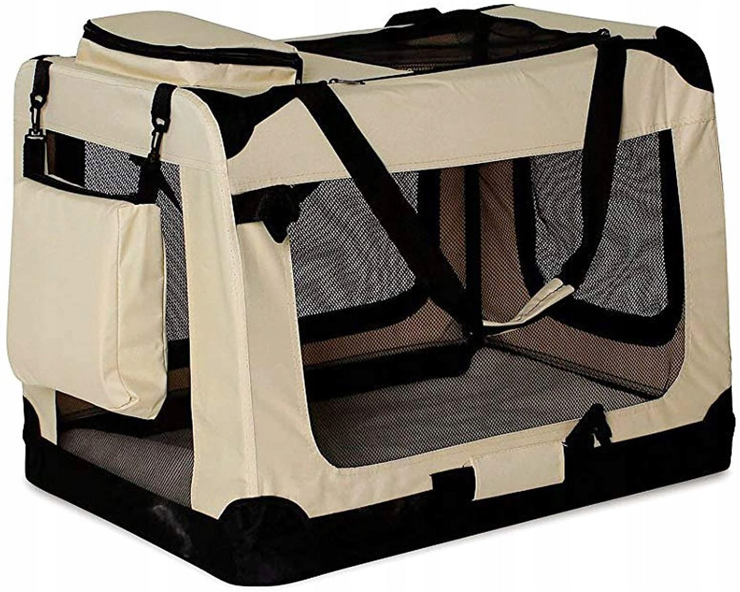 Cat dog transporter 42 cm x 60 cm x 44 cm beige Lionto large Product height 44 cm