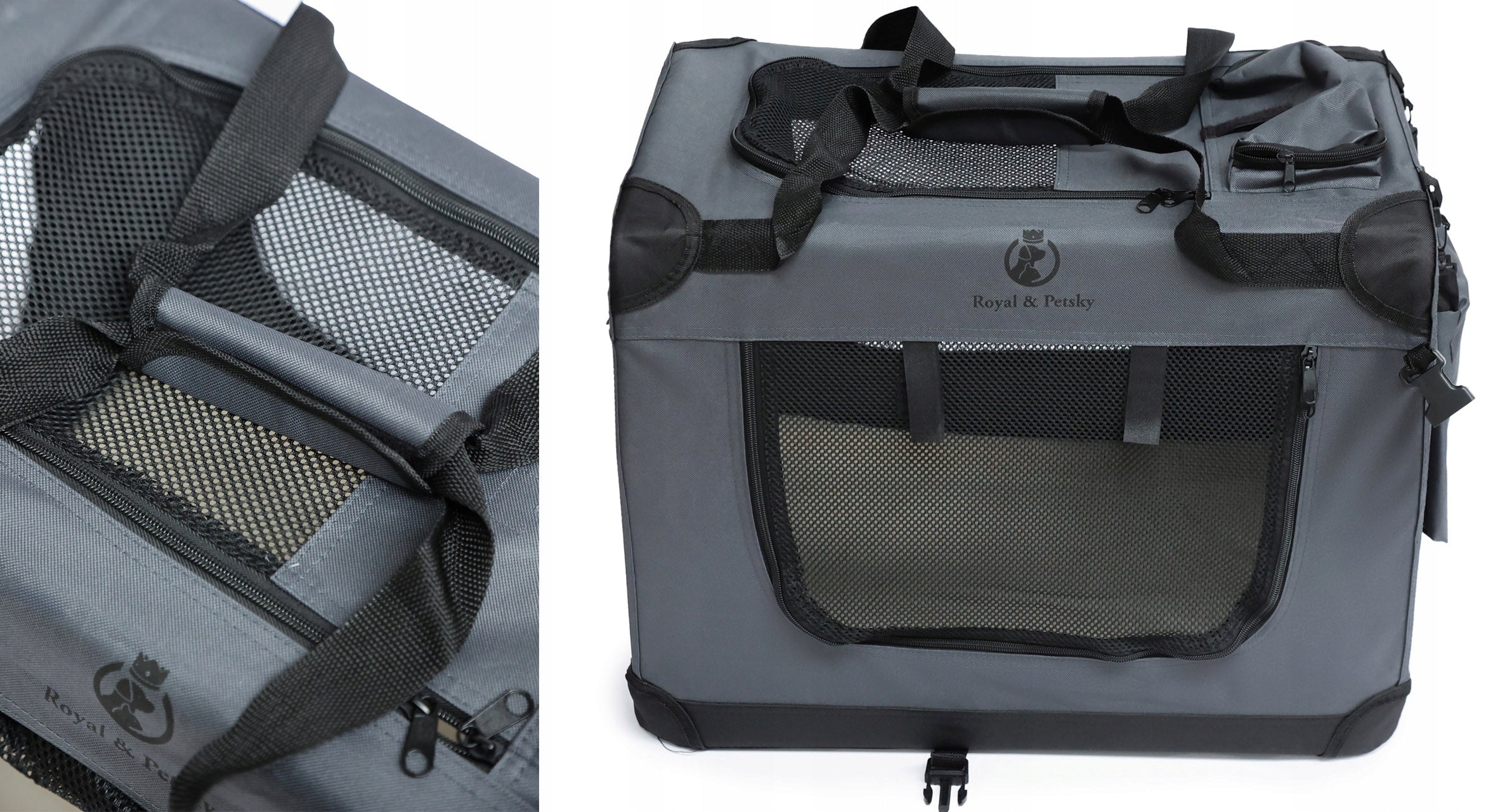 Cat dog transporter carry bag r.M 58x44x40 cm grey folding Product width 58 cm
