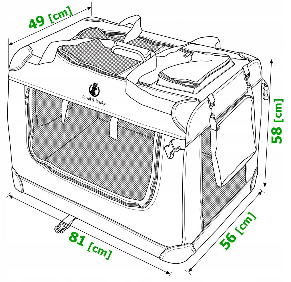 Cat dog transporter transport bag PLAYPEN 81x58x56 cm black r. XL Brand Royal&Petsky