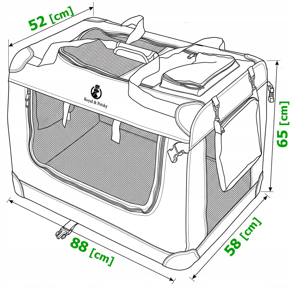 Cat dog transporter transport bag PLAYPEN 88x65x58 cm black r. XXL Brand Royal&Petsky