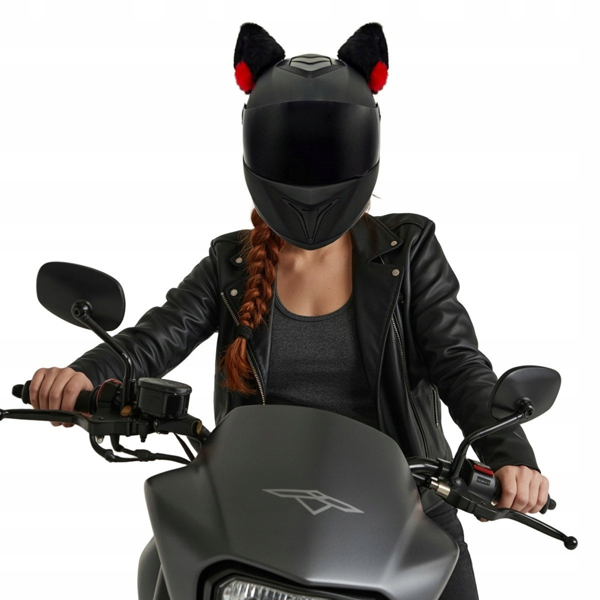Cat ears for helmet fur 2 pcs black Color black
