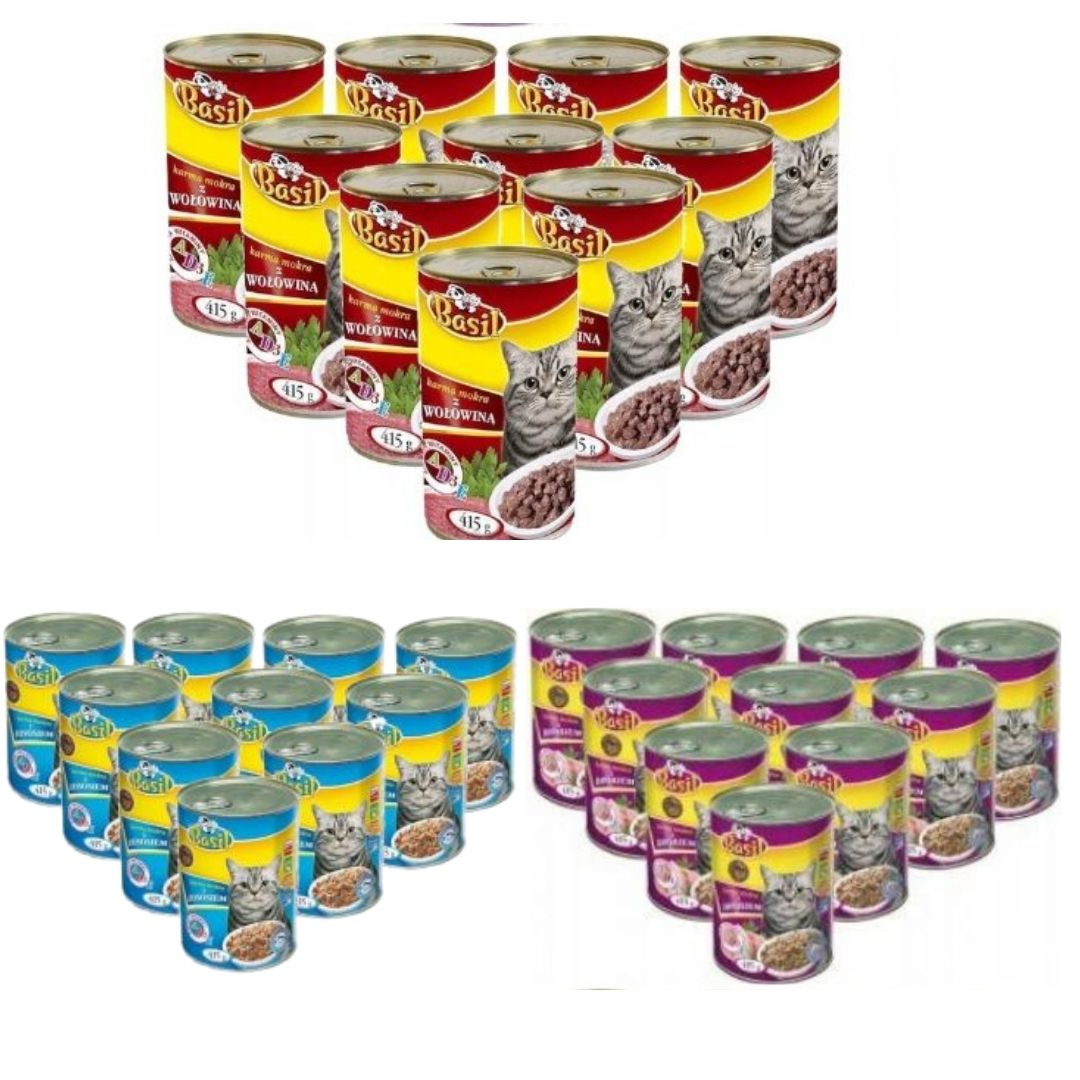 Cat food BASIL CAN 415g MIX OF FLAVORS 30 pcs