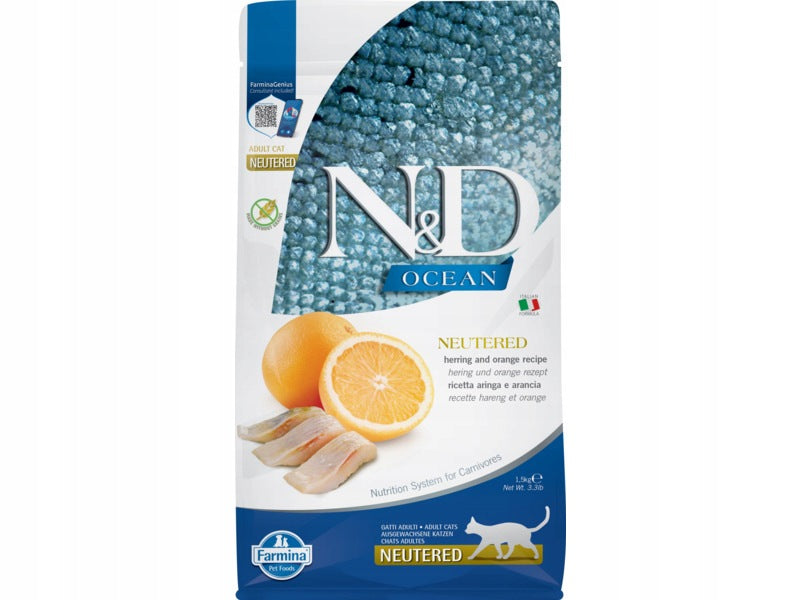 Cat food FARMINA N&D Neutered Herring and Orange Adult 1.5 kg