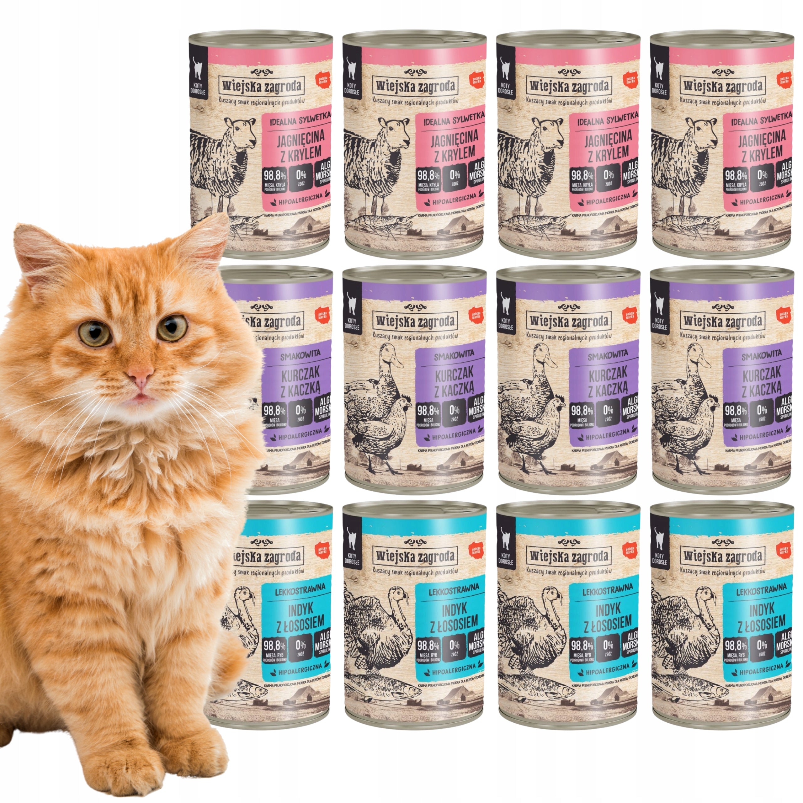 Cat food Wiejska Zagroda Mix of flavors 12x400g