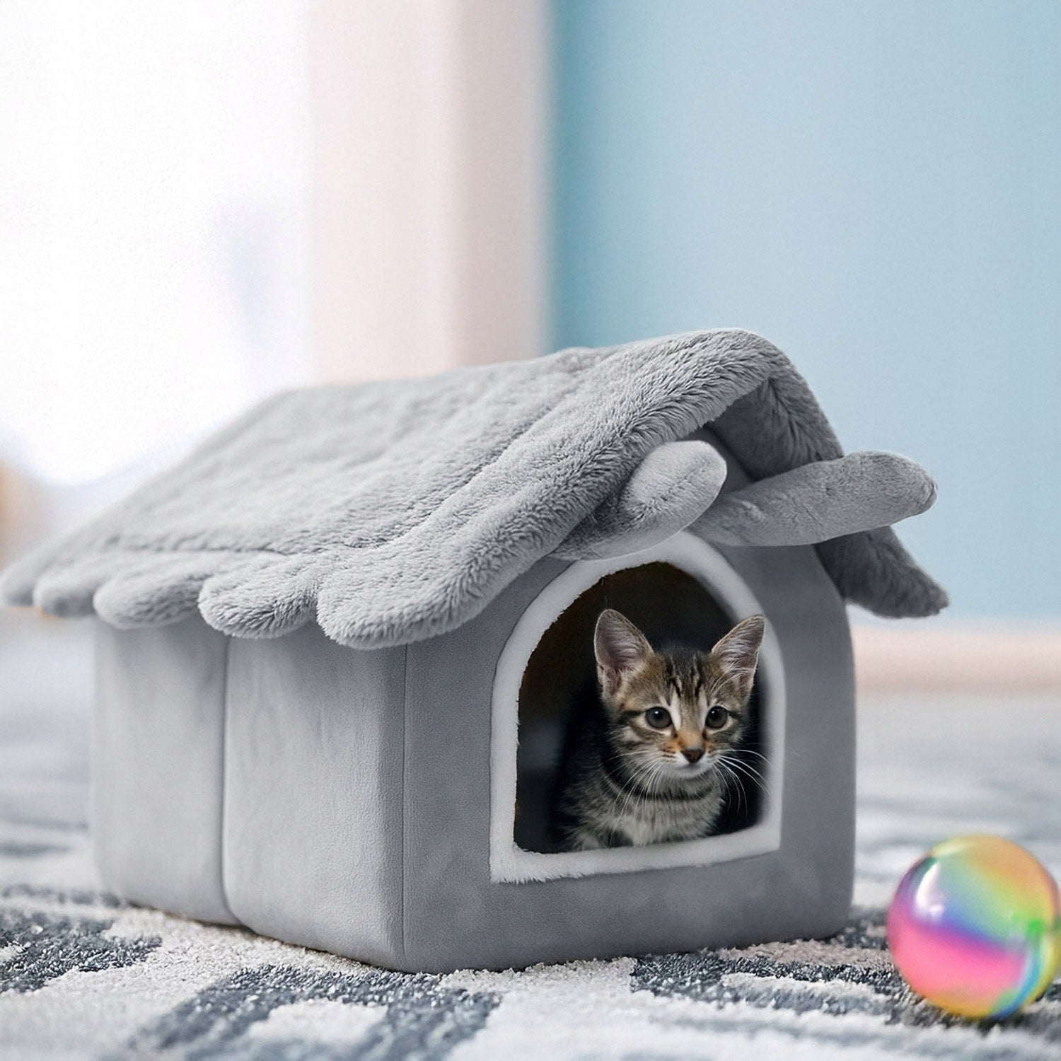 Cat house, plush playpen bed, soft bed, booth Mersjo Color gray