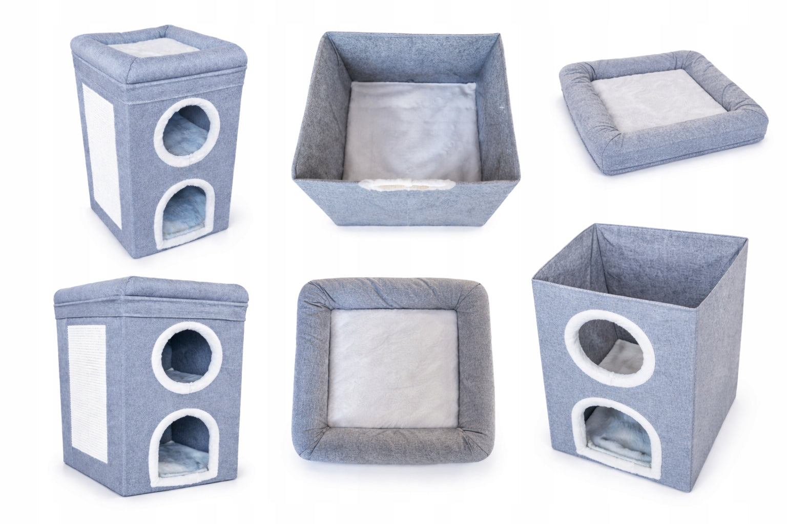 Cat house with scratching post and bed grey tower booth 3 levels 64 cm Color gray