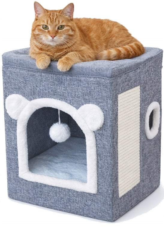 Cat house with scratching post bed two levels tower booth Brand Lacarte