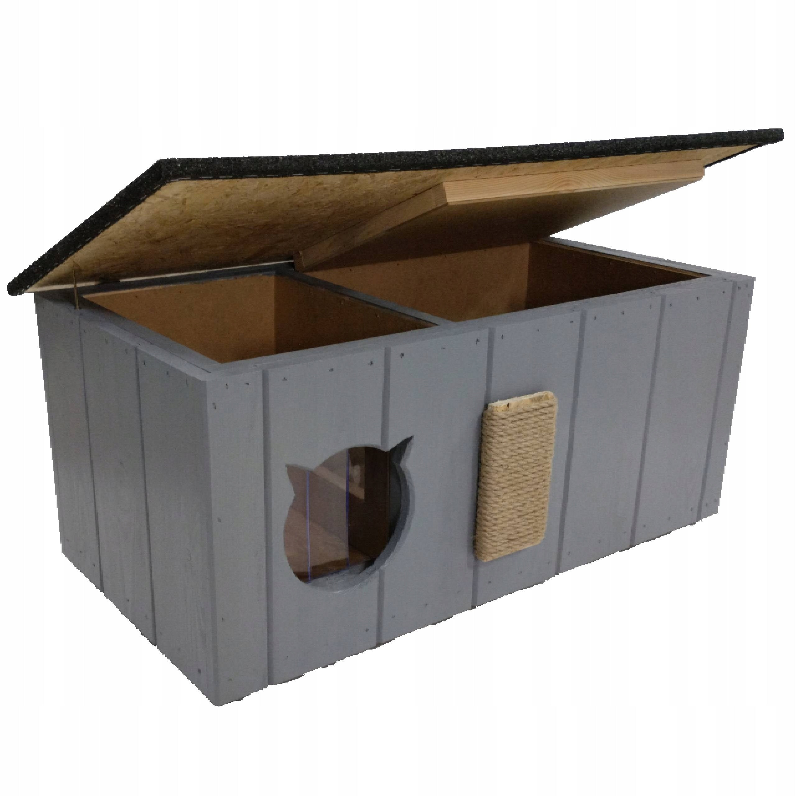Cat kennel insulated with VESTIBULE for winter CURTAIN SCRATCHER different colors