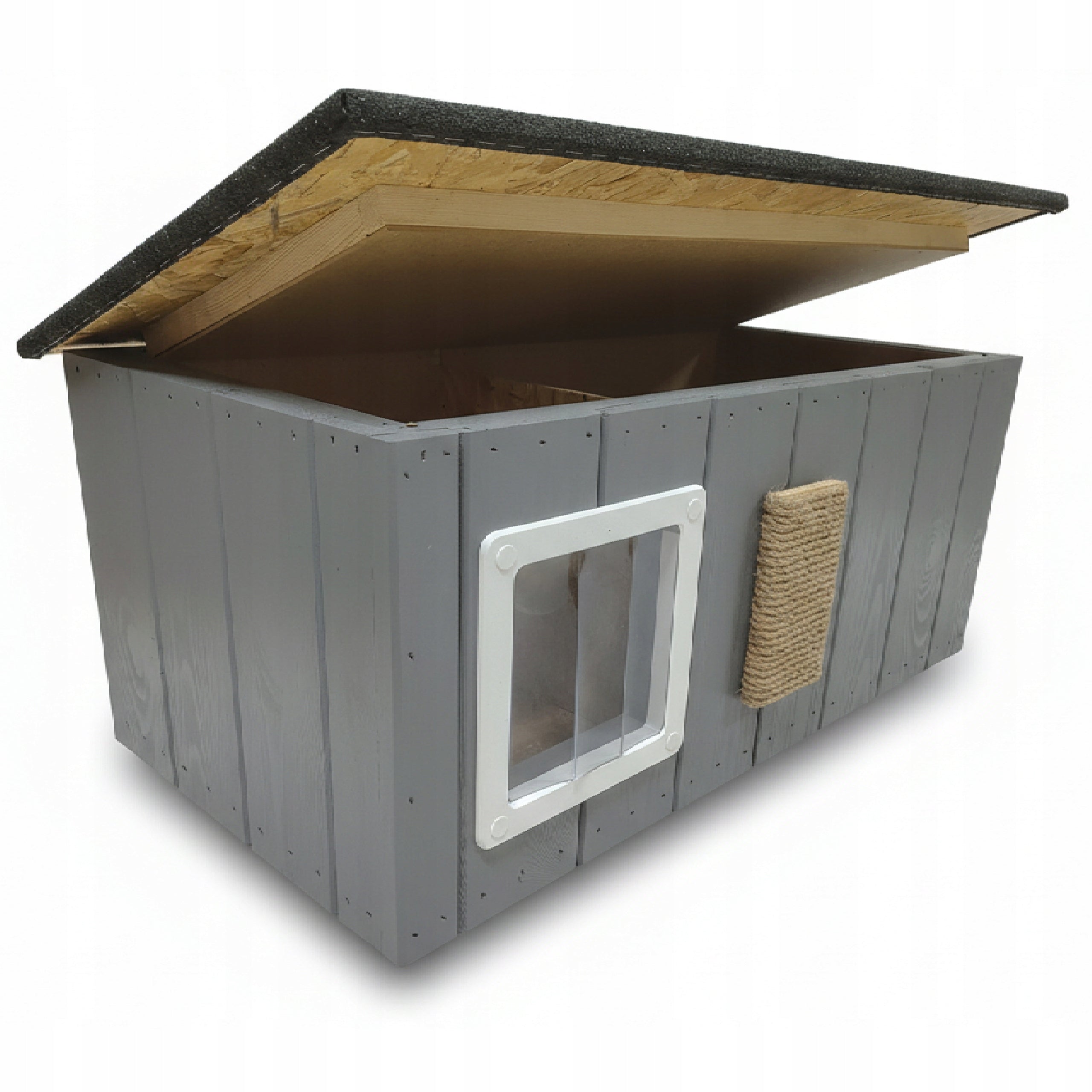 Cat kennel insulated with vestibule solid whole | scratcher + door|