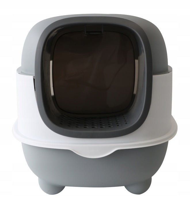 Cat litter box LARGE 54cm CLOSED UV litter toilet grey SPATULA HT01 Trade name KUWETA DLA KOTA 54*38*40