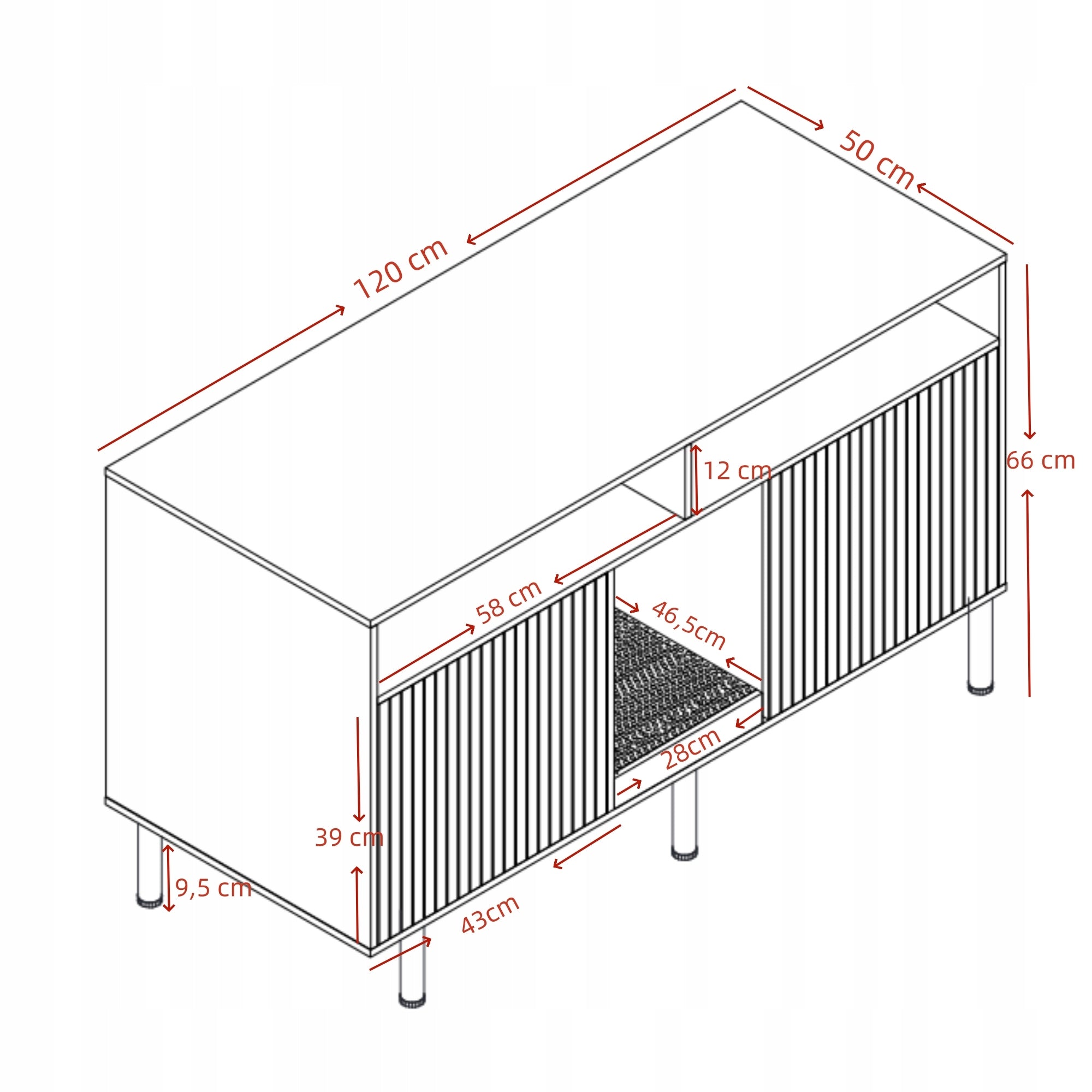 Cat litter box cabinet, 120x50x66cm, walnut color Manufacturer code N883P326246B