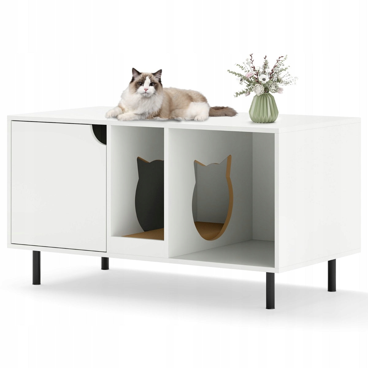 Cat litter box cabinet with scratching post Cat booth